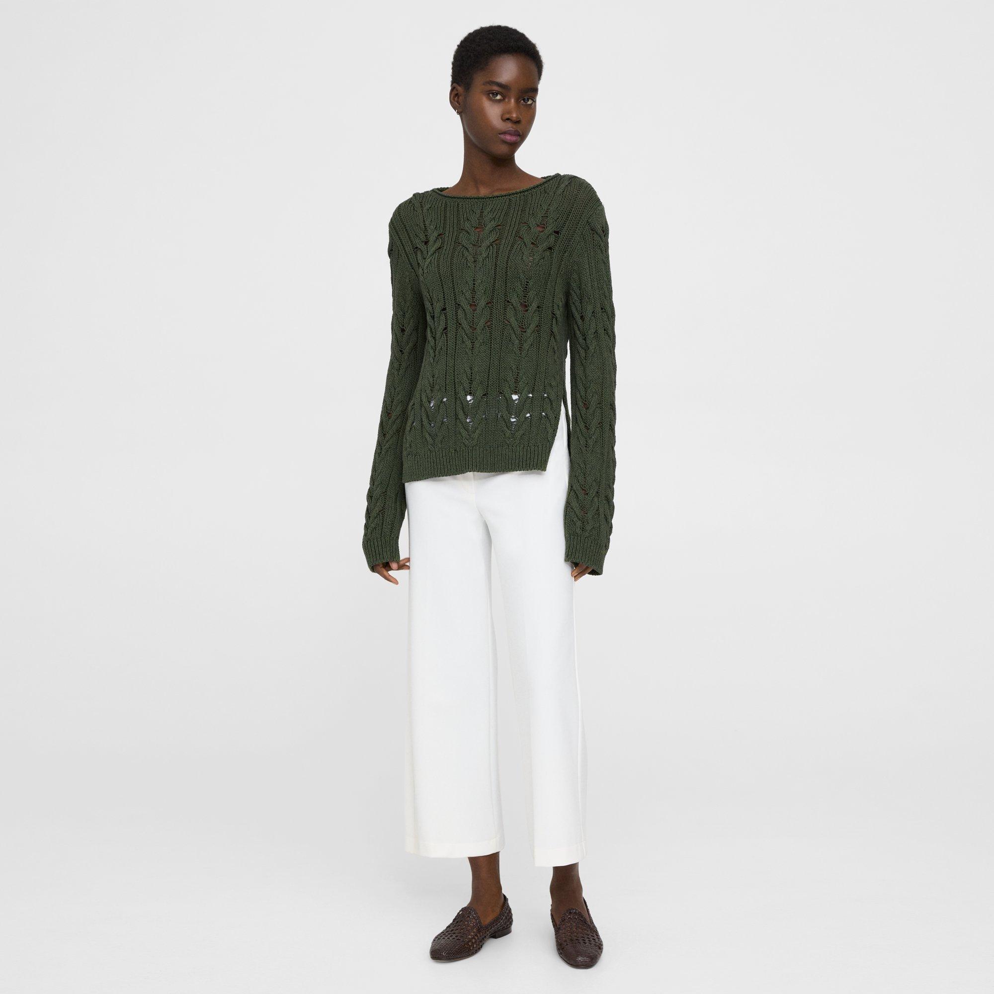 Cable Knit Sweater in Silk-Cotton