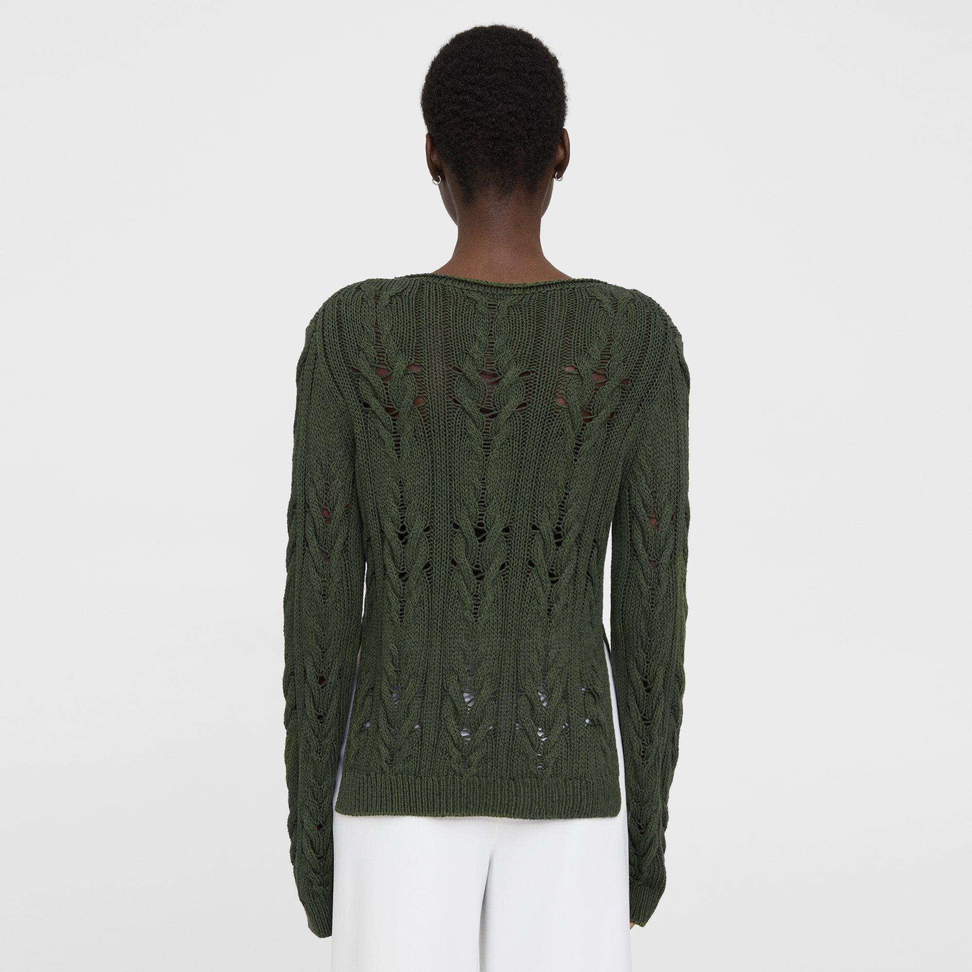 Cable Knit Sweater in Silk-Cotton