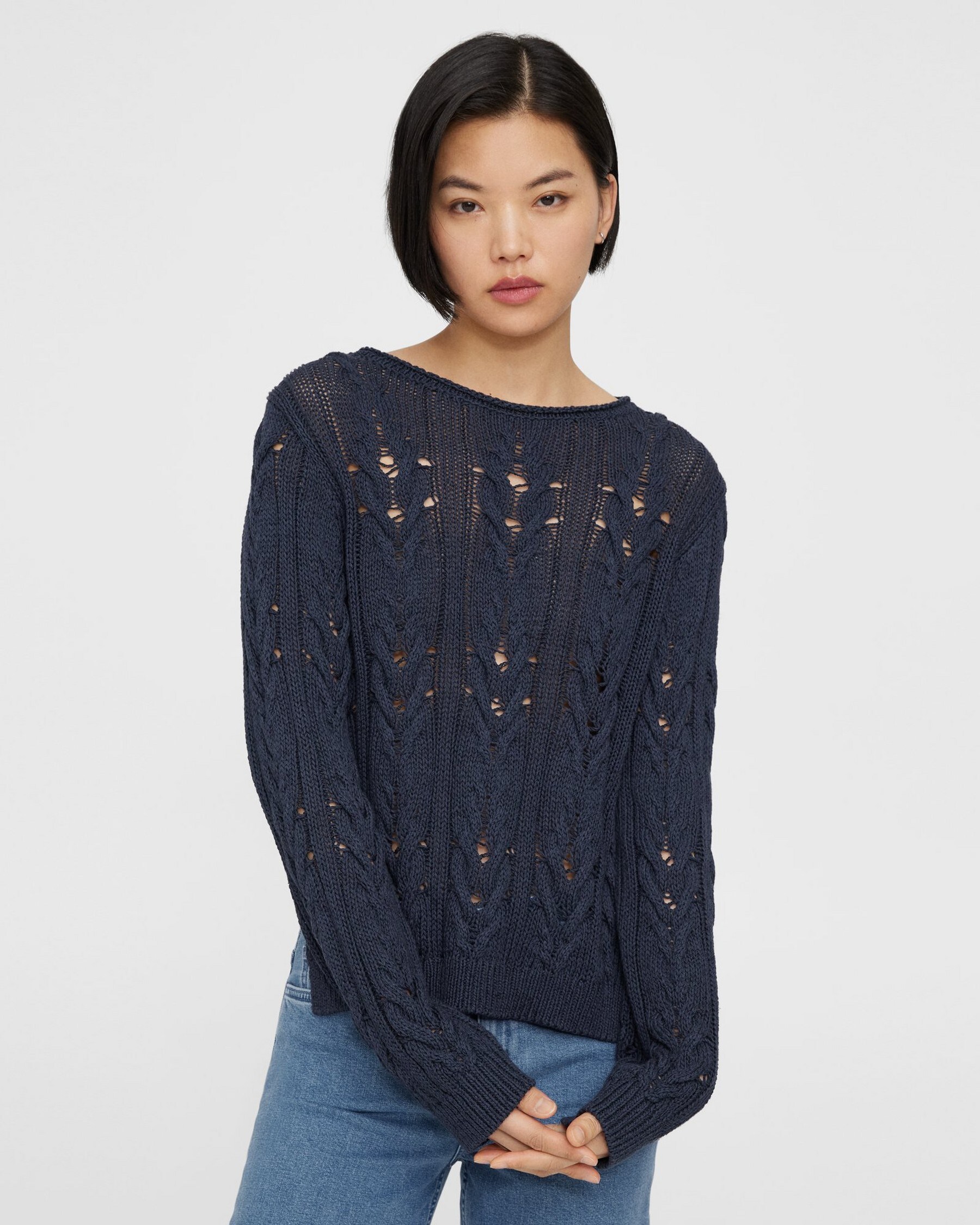 Cable Knit Sweater in Silk-Cotton