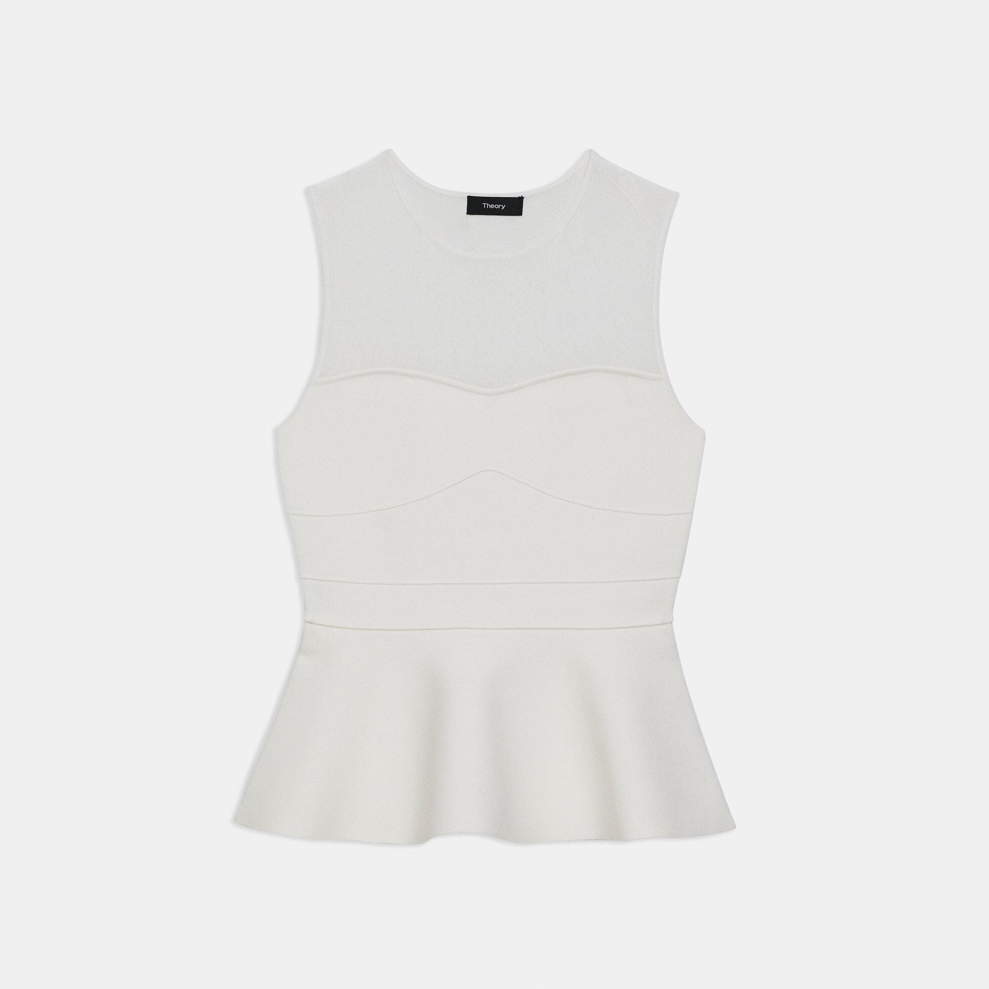 Crepe Knit Peplum Sweater Shell Theory