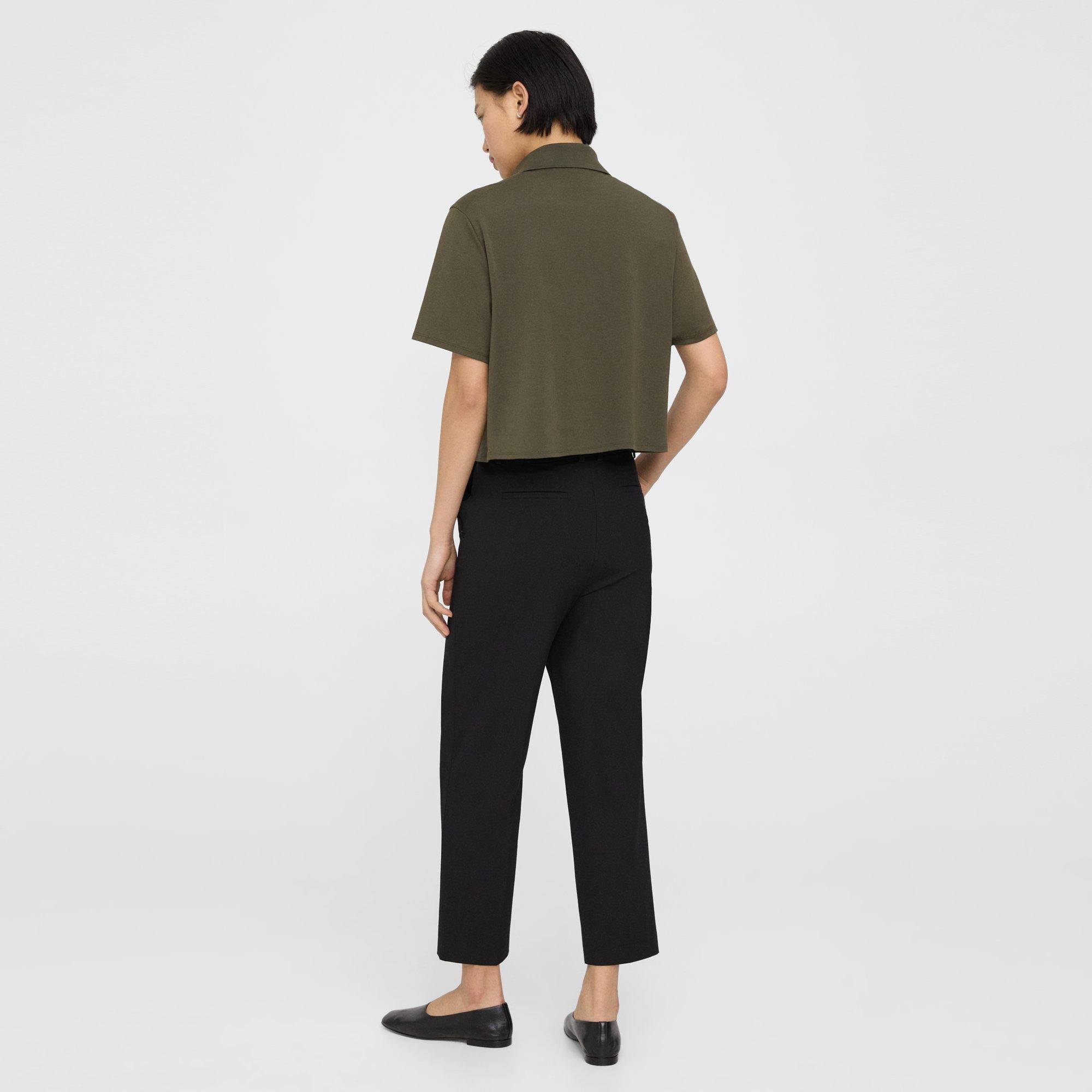 Cropped Polo in Cotton Jersey