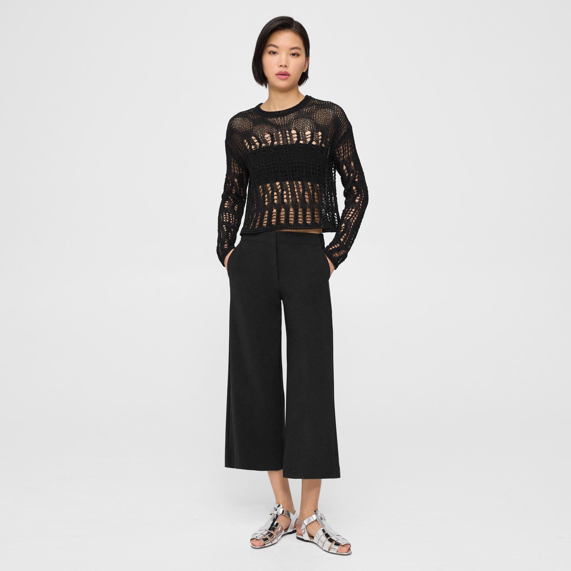 Cropped Wide-Leg Pant in Precision Ponte