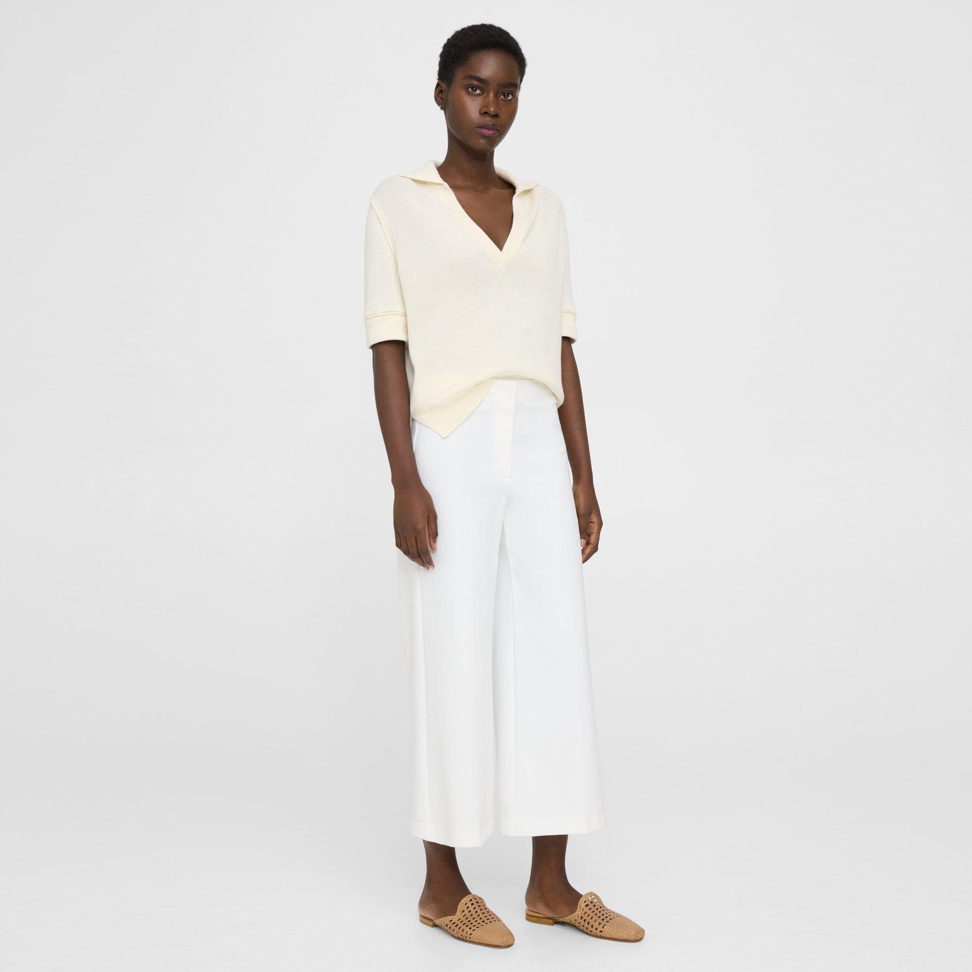 Precision Ponte Cropped Wide-Leg Pant