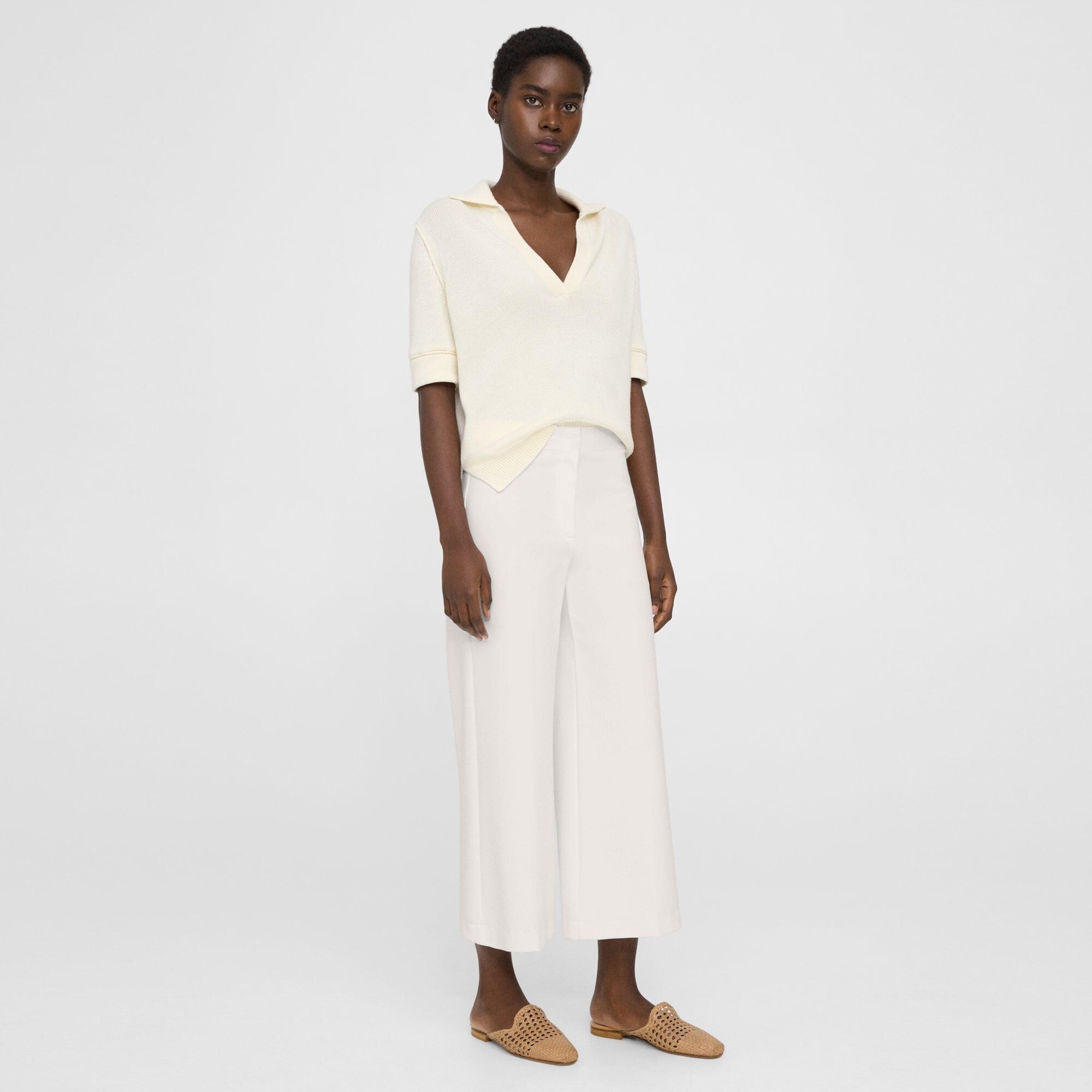 Cropped Wide-Leg Pant in Precision Ponte