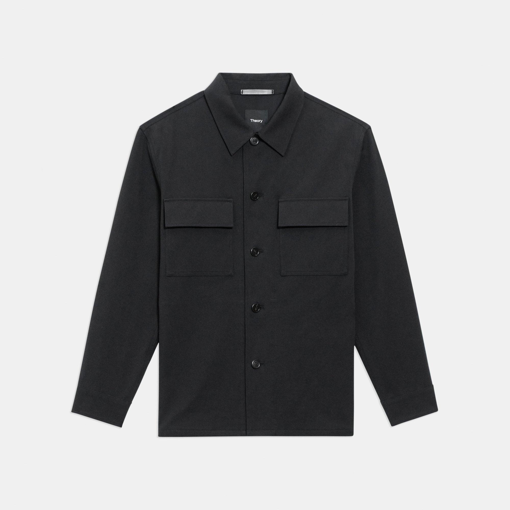 Black Neoteric Twill Clyfford Shirt Jacket | Theory