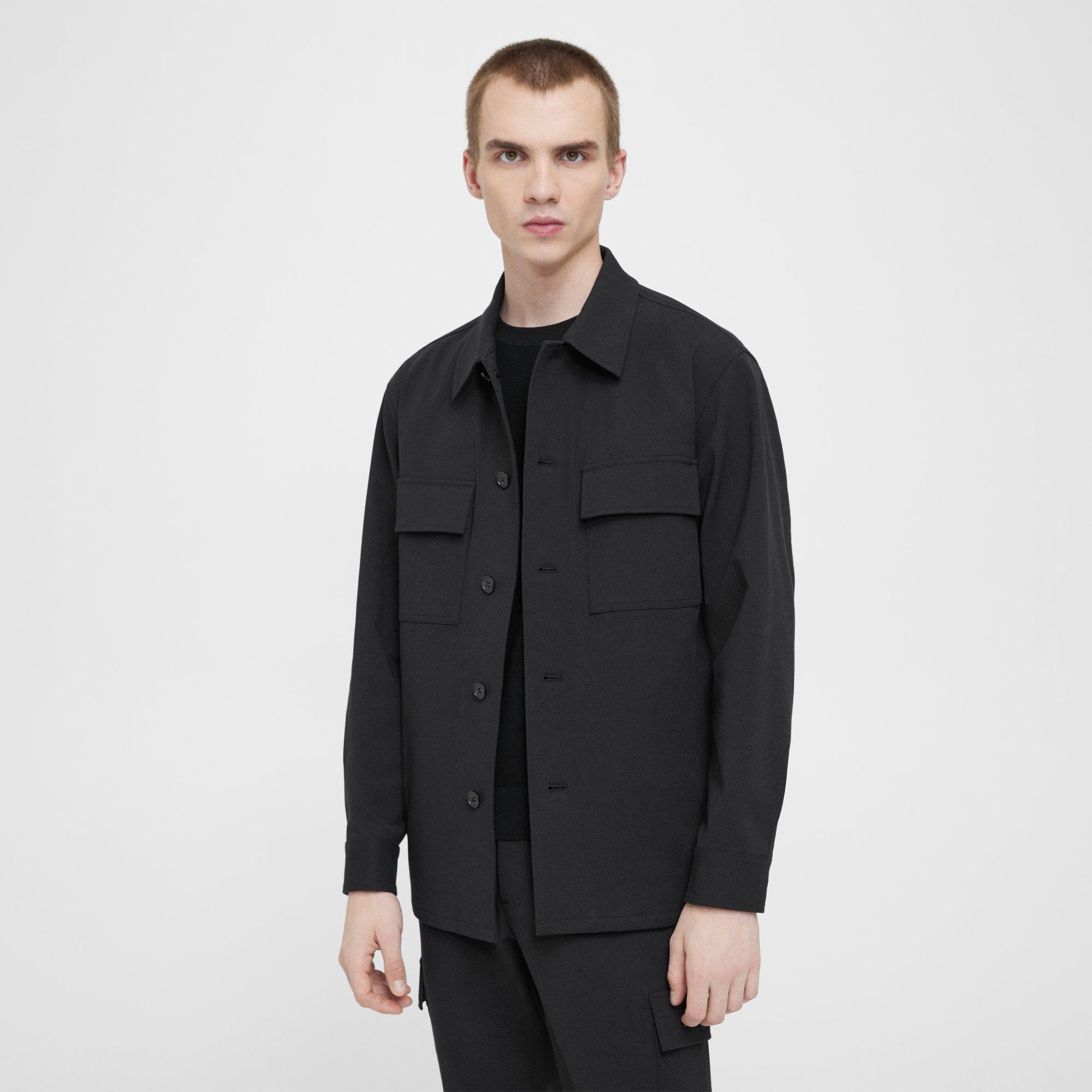 Black Neoteric Twill Clyfford Shirt Jacket | Theory