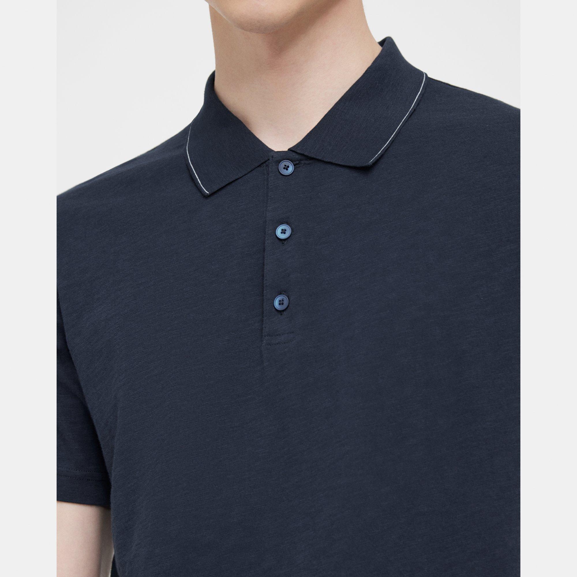 Blue Slub Cotton Bron Polo Shirt | Theory