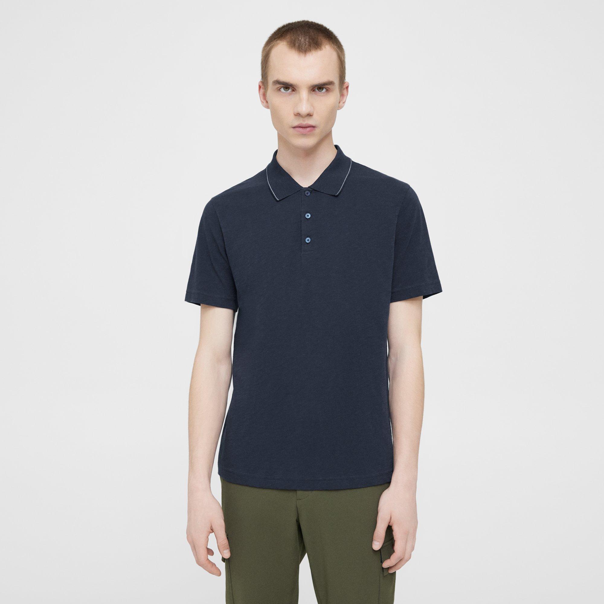 Blue Slub Cotton Bron Polo Shirt | Theory