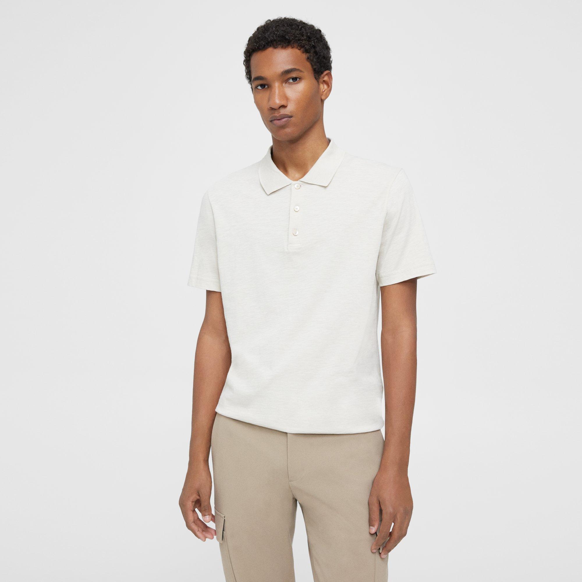 Beige Slub Cotton Bron Polo Shirt | Theory