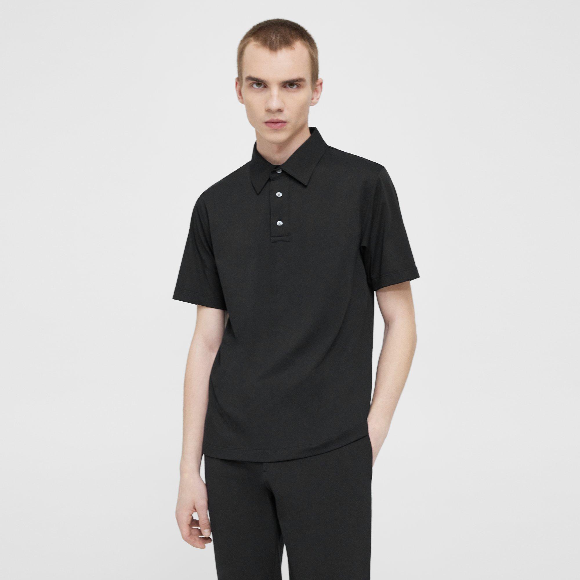 Black Structure Knit Ronan Polo Shirt | Theory