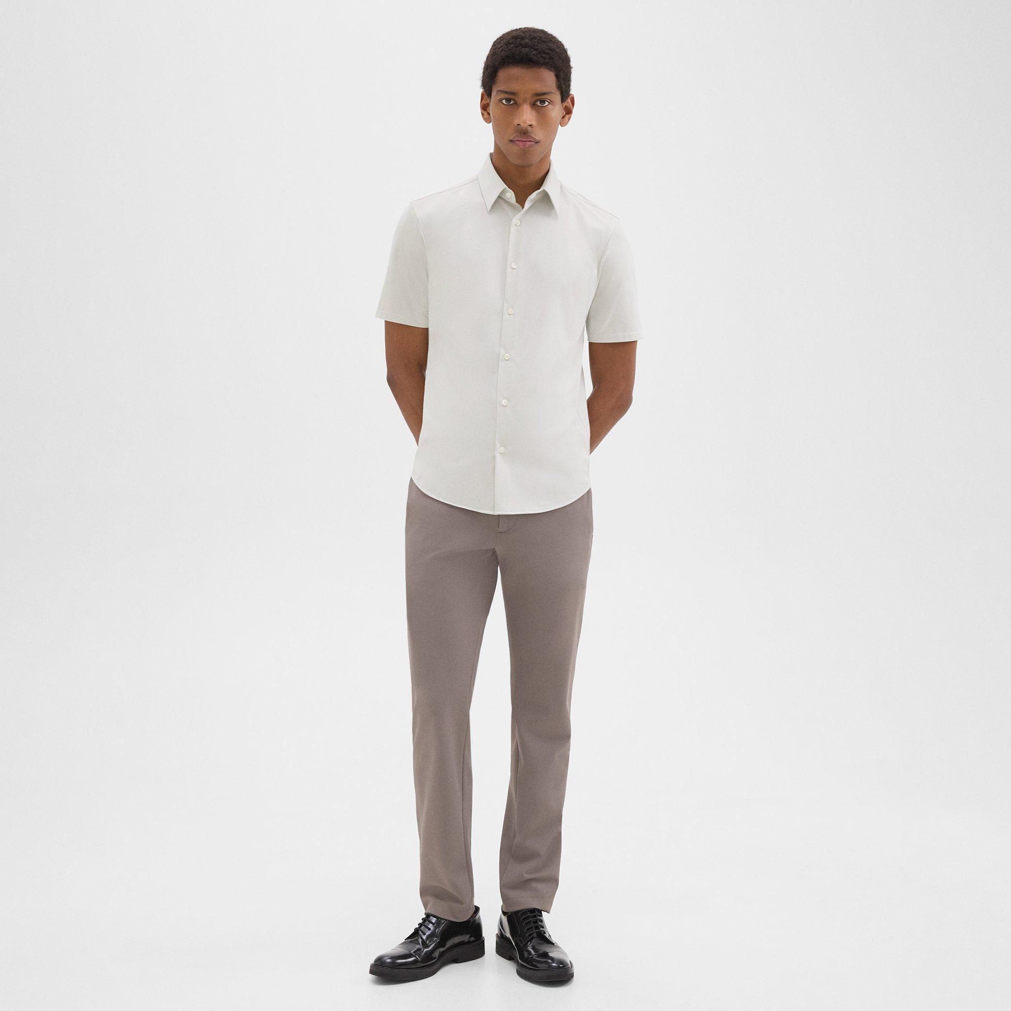 Irving Structured Knit Short-Sleeve Shirt in White 