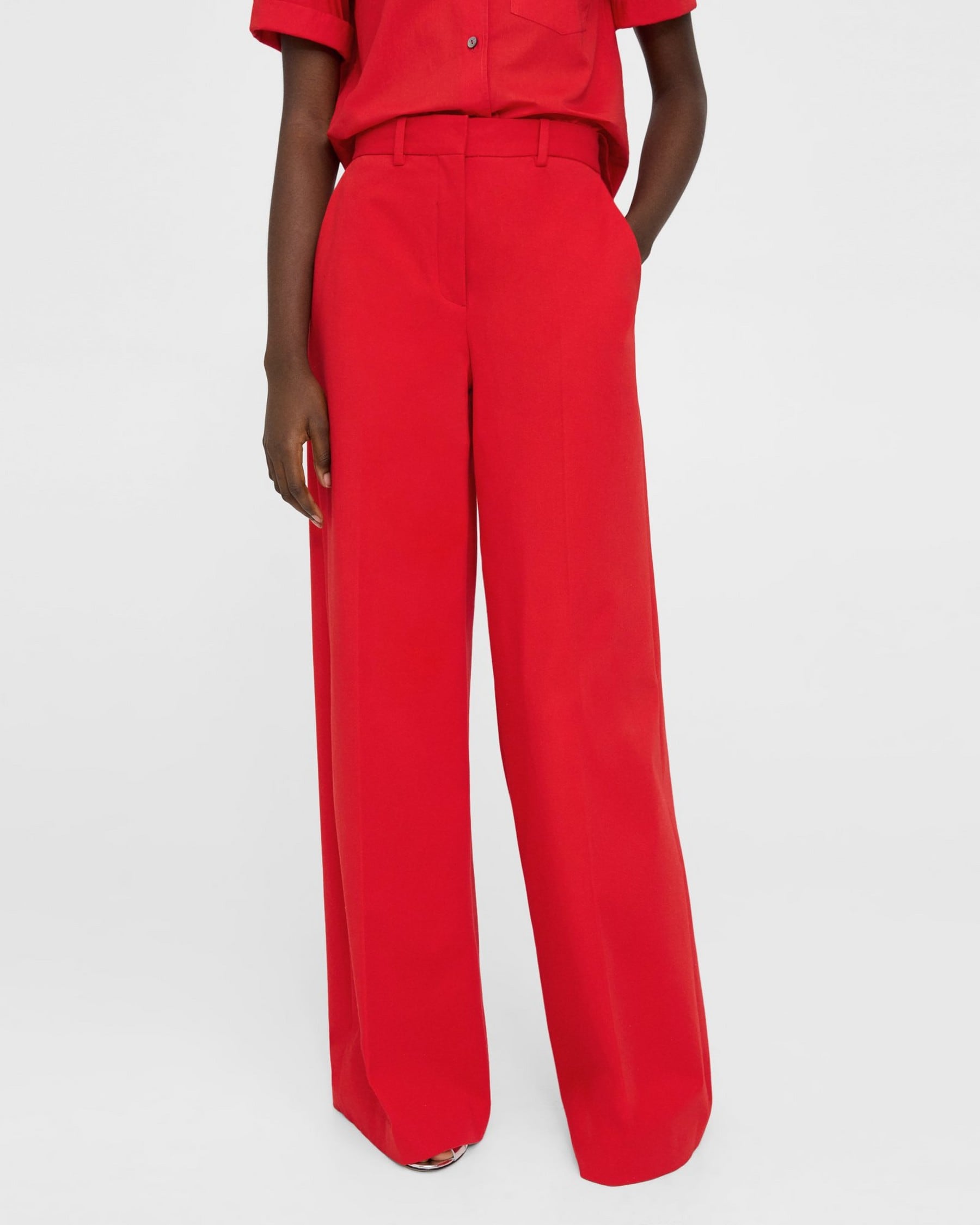 High-Waist Wide-Leg Pant in Stretch Cotton Twill