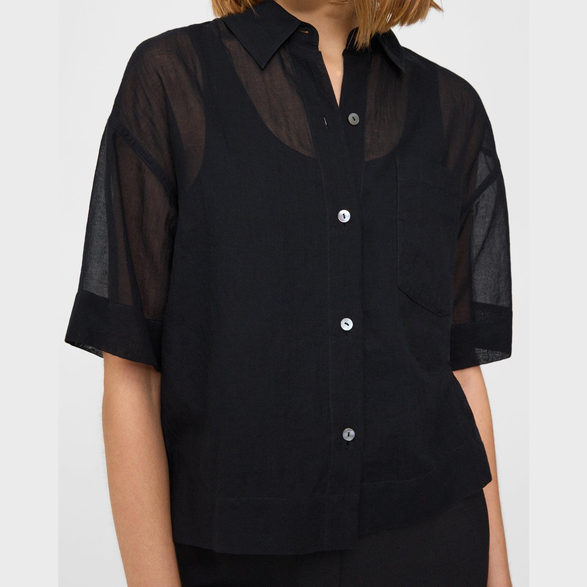 Oversized Short-Sleeve Shirt in Cotton