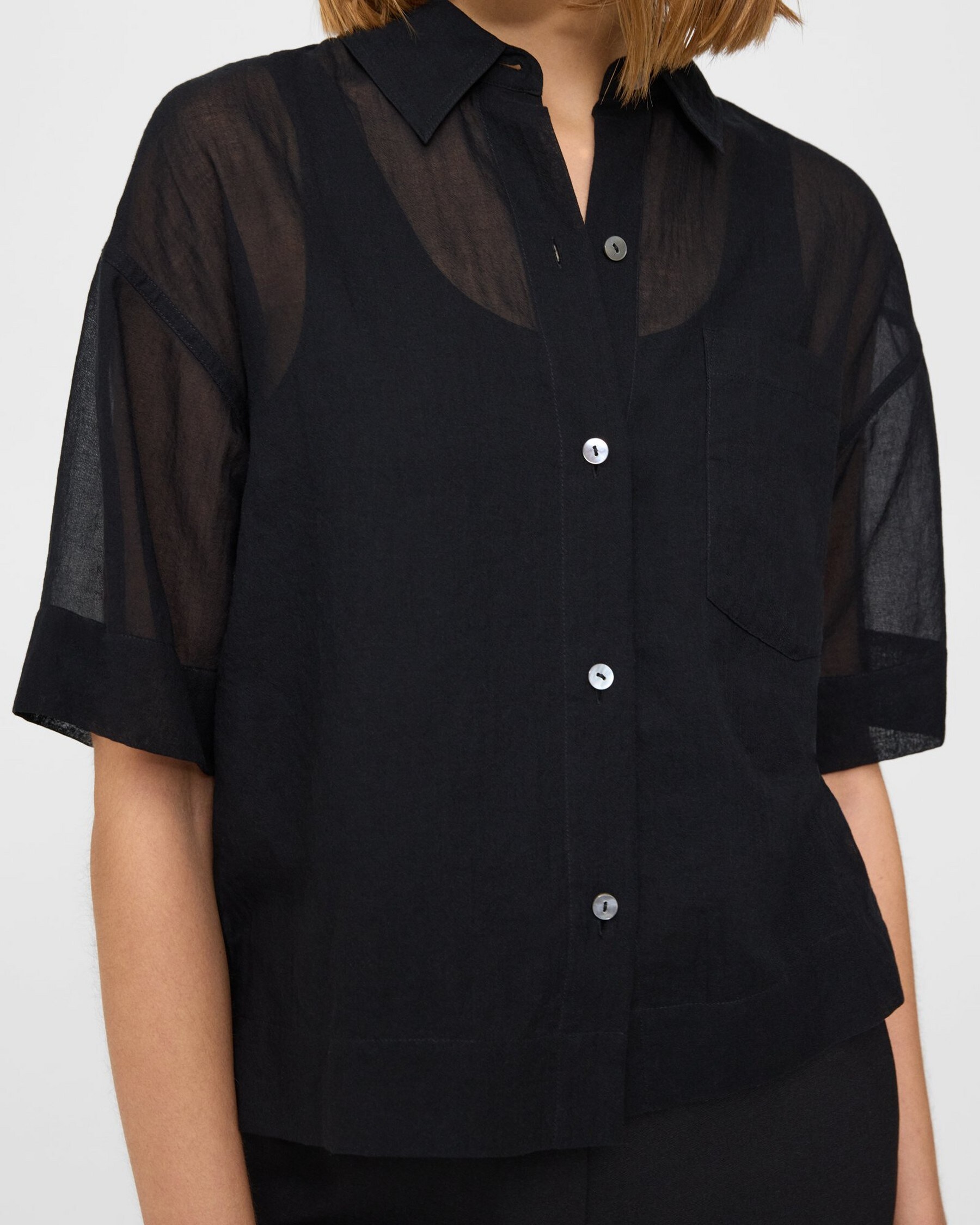 Oversized Short-Sleeve Shirt in Cotton