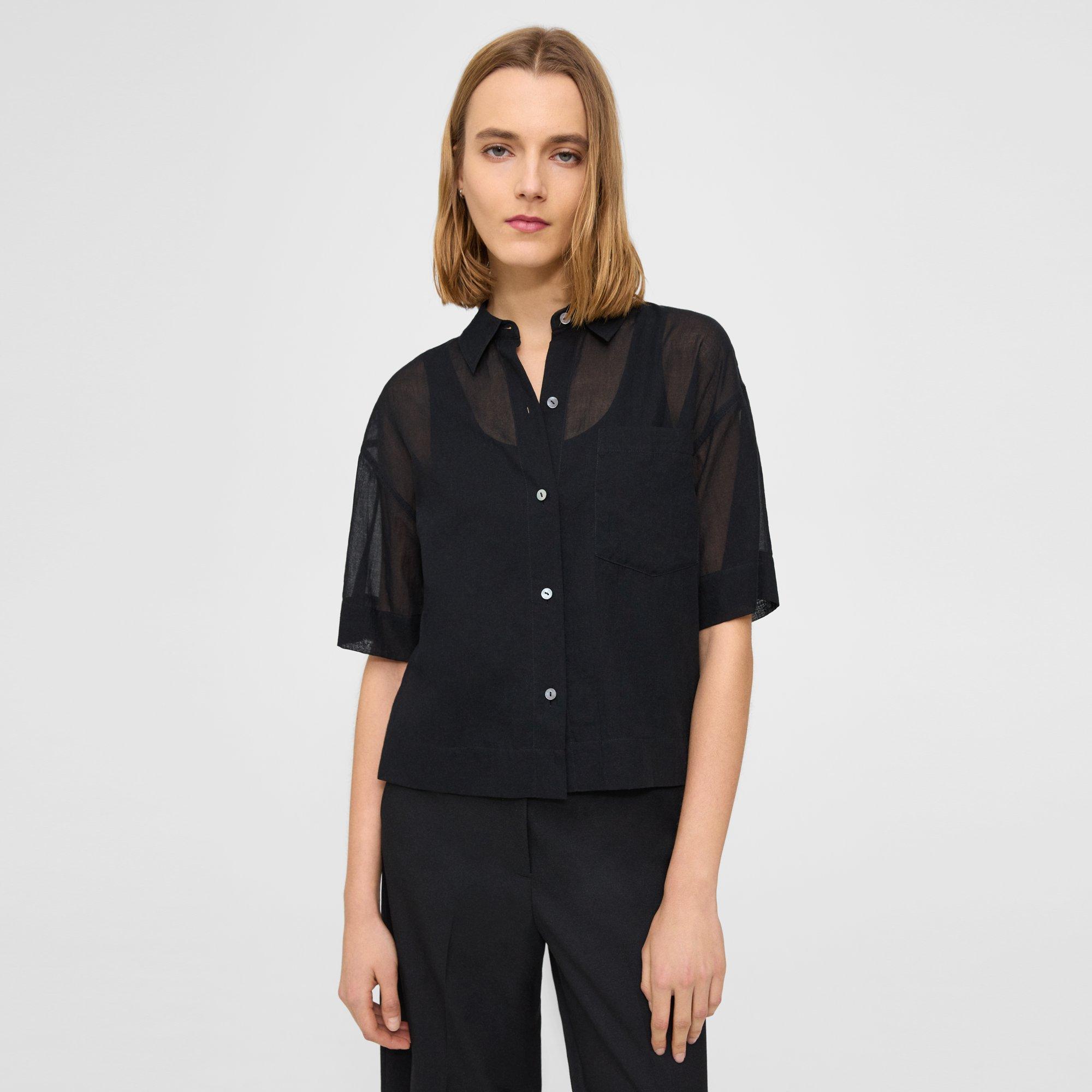 Oversized Short-Sleeve Shirt in Cotton