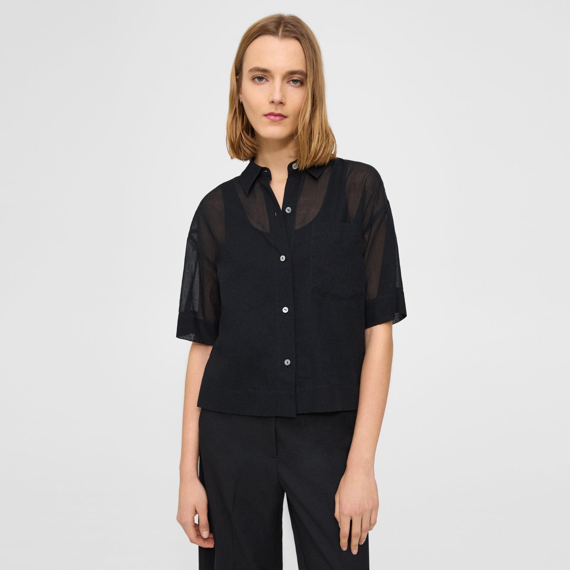 Cotton Oversized Short-Sleeve Shirt | Theory