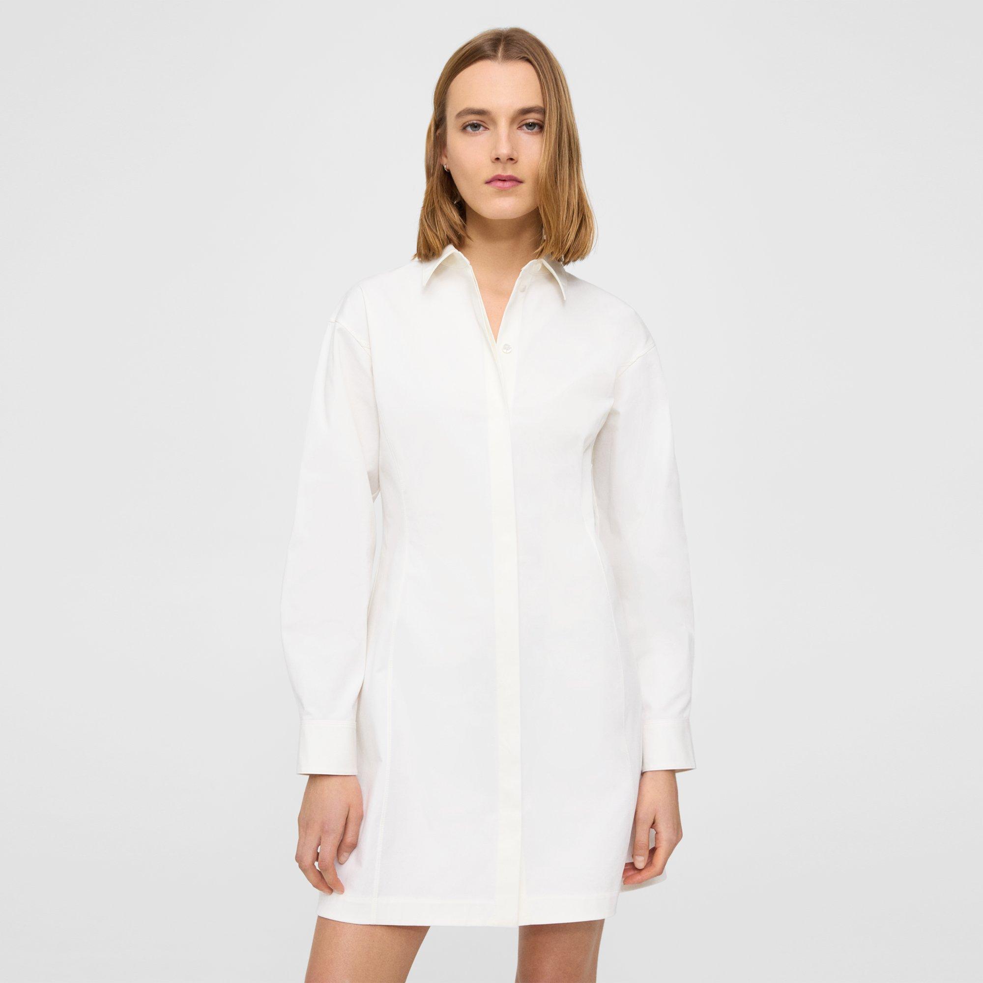 Mini Shirt Dress in Stretch Cotton