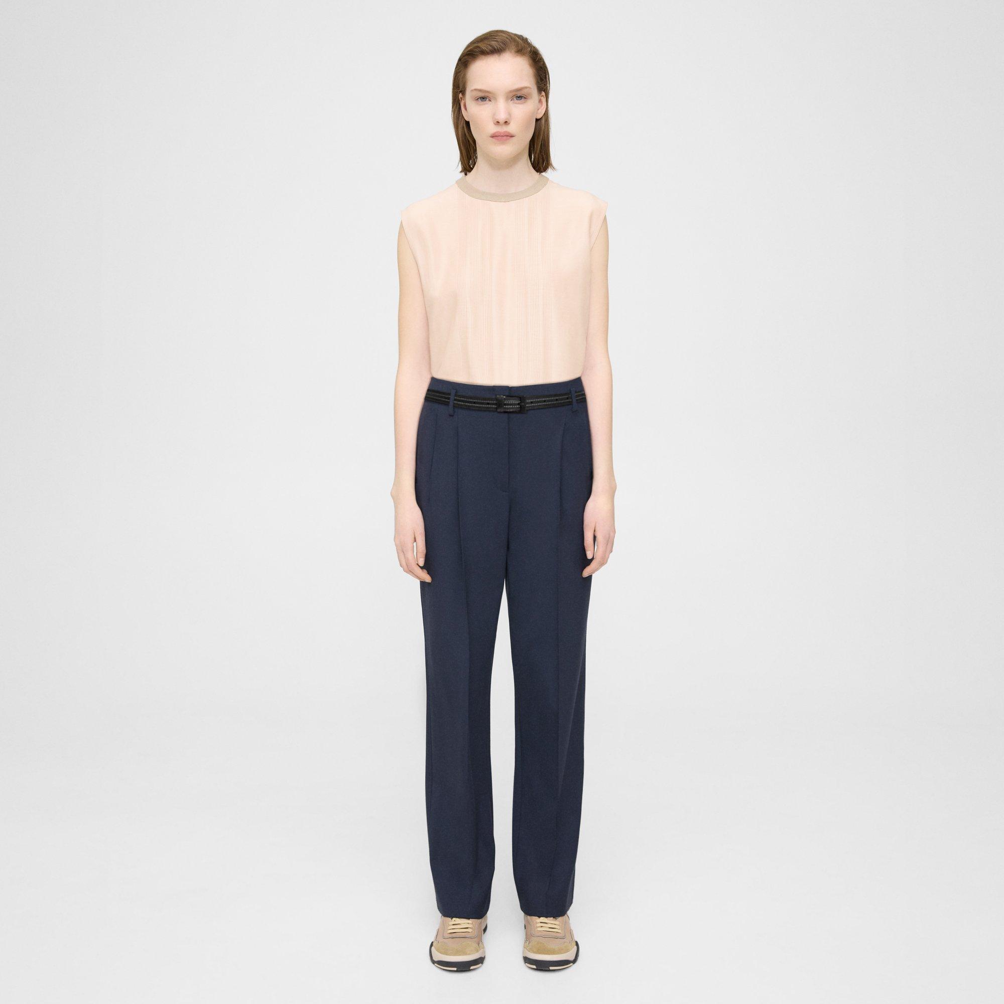 Blue Pleated Wool Gabardine Pant | Theory Project
