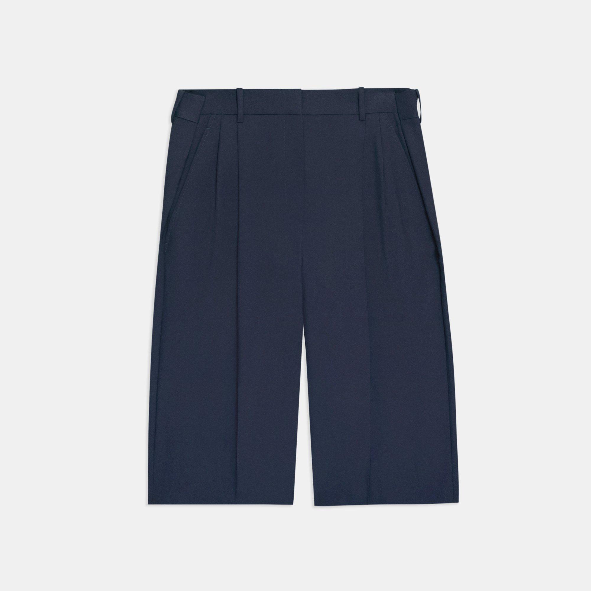 Pleated Wool-Viscose Short