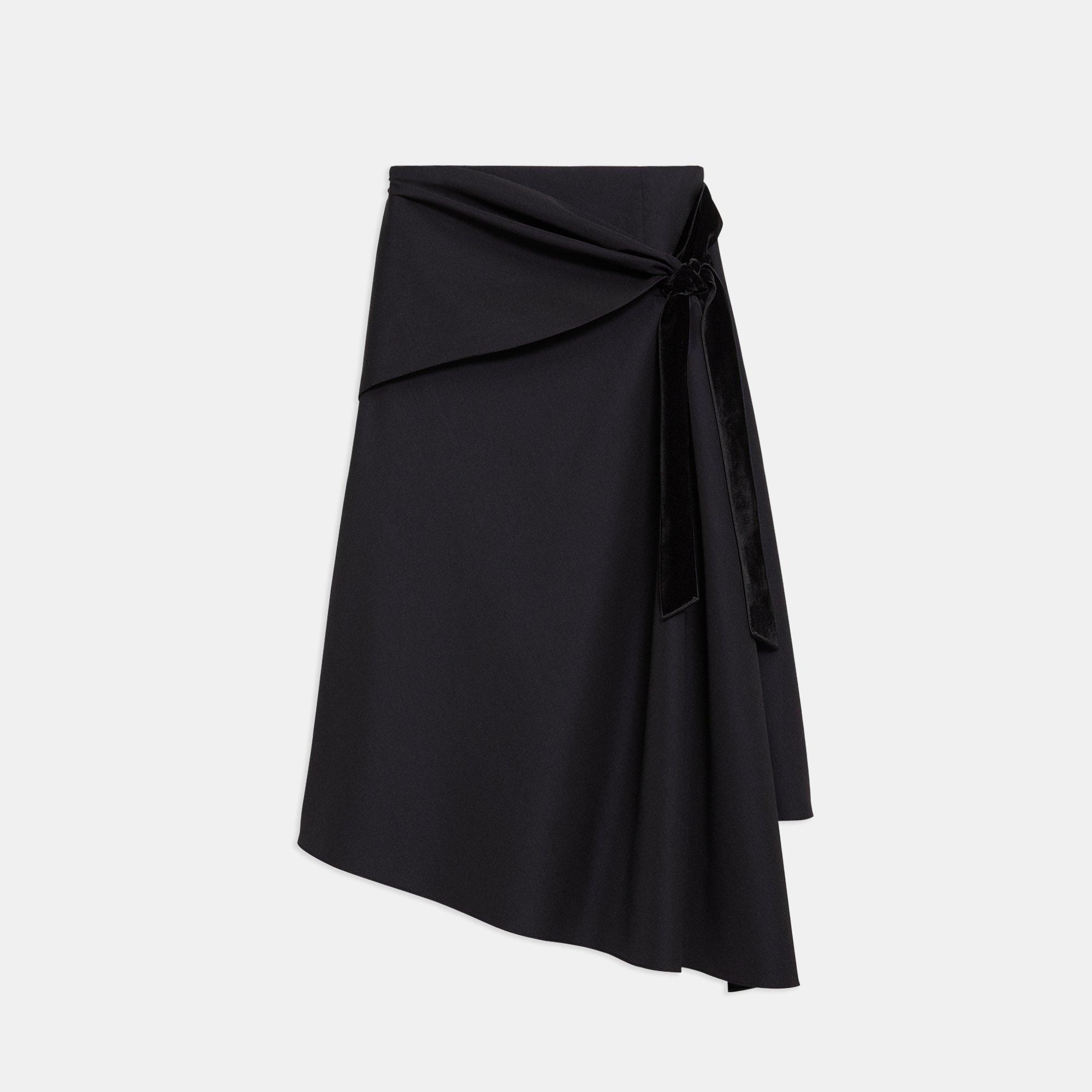Black Draped Wool Tech Skirt | Theory Project