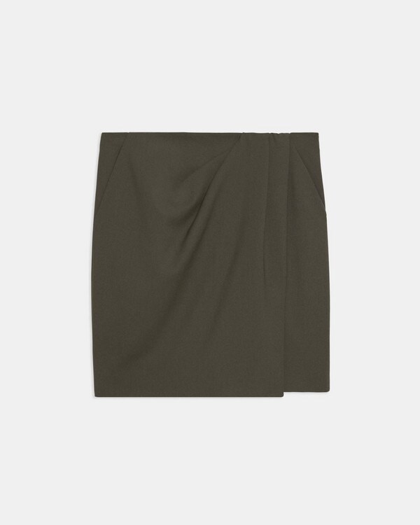 Wool Gabardine Wrap Skirt