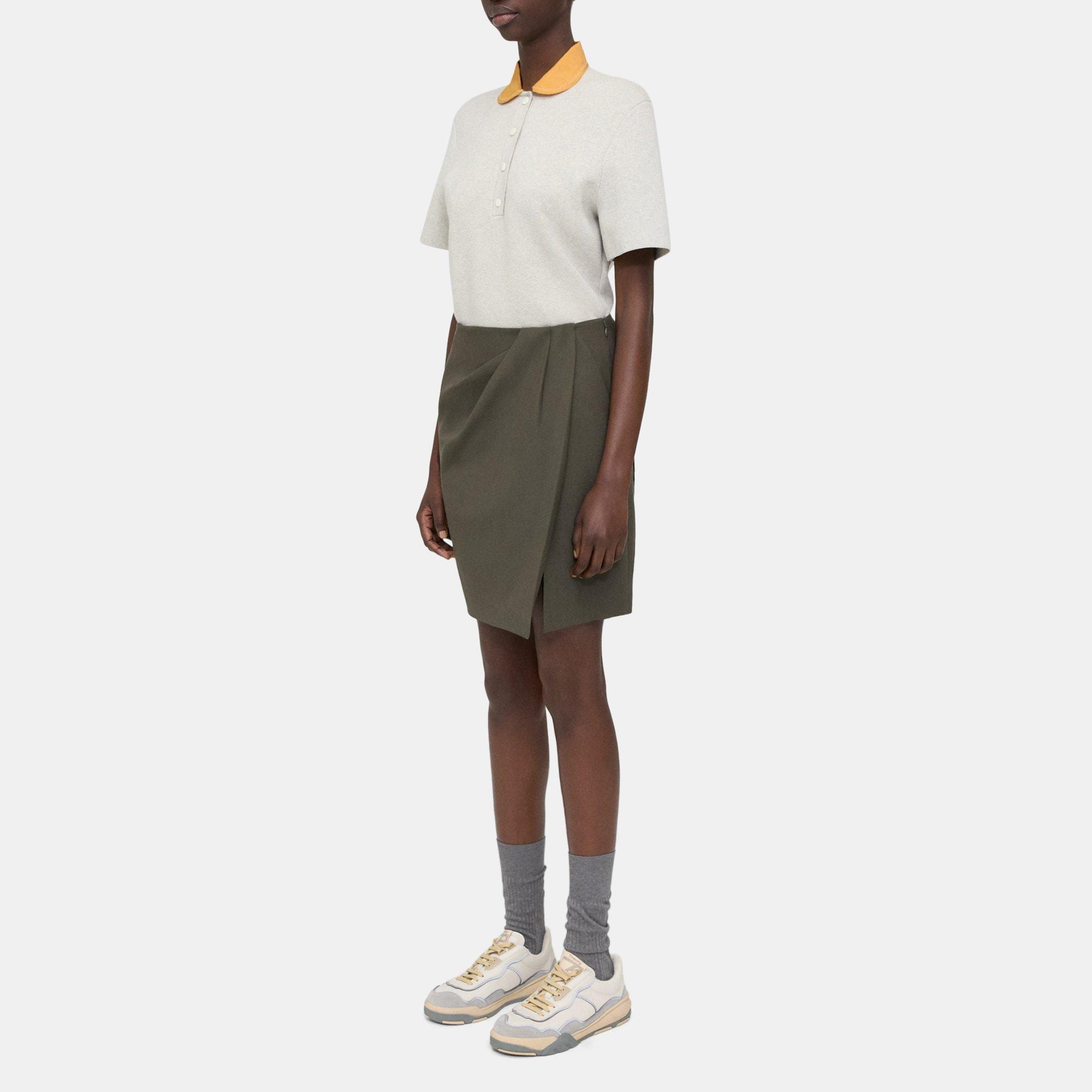 Wrap Skirt in Wool Gabardine