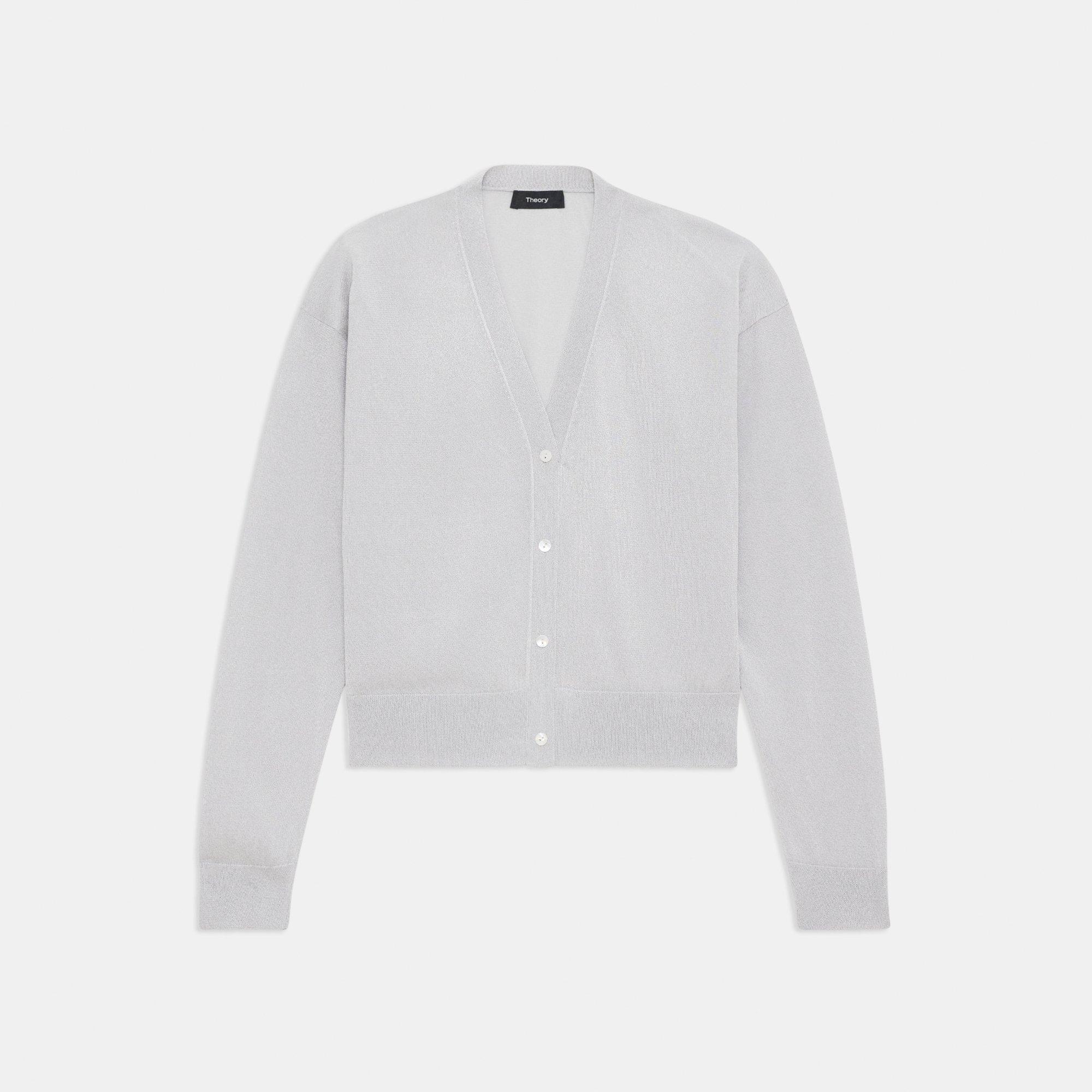 Theory Wooster Crepe Knit Fitted Cardi 白 Theory Women's Tipped Cardigan, Off White/Black at Amazon