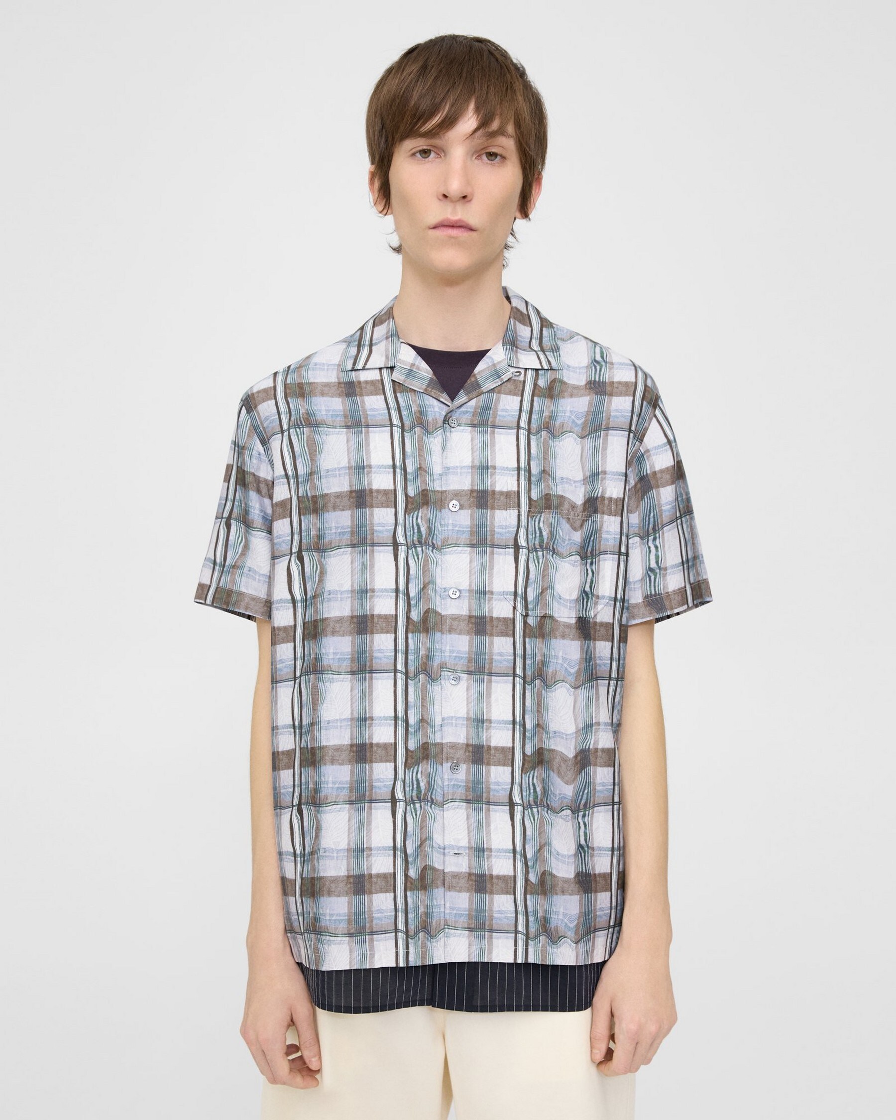 Theory Feather Check Camp Shirt