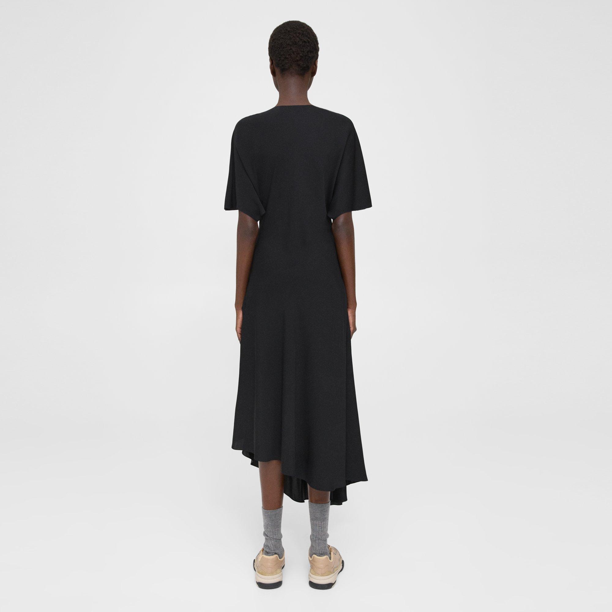 Black Silk Georgette Bias-Cut Dress | Theory Project