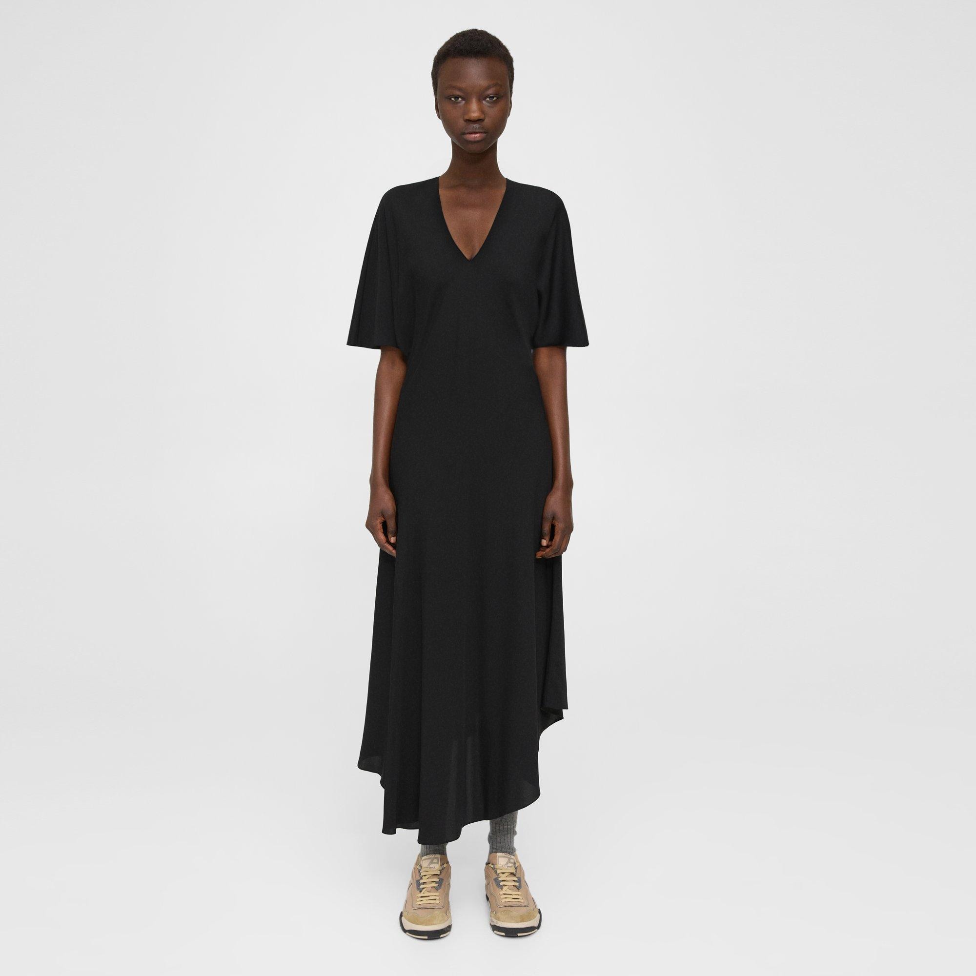 Black Silk Georgette Bias-Cut Dress | Theory Project