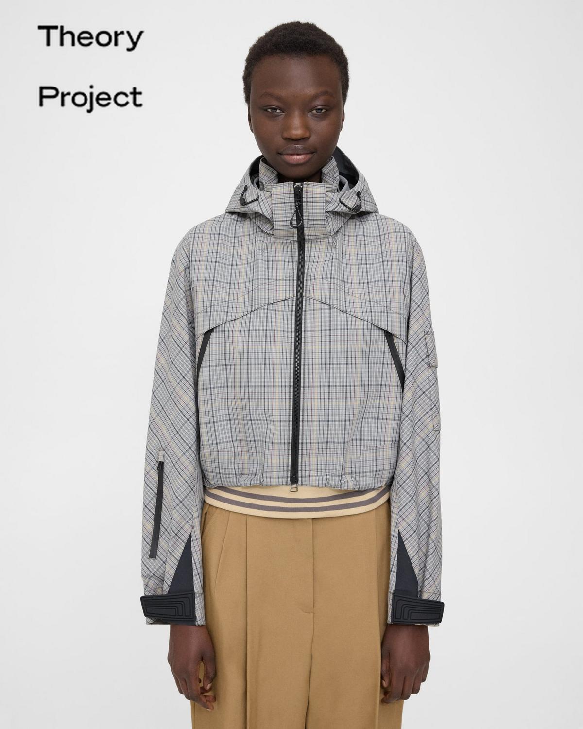 Cropped Backed Cotton Check Jacket