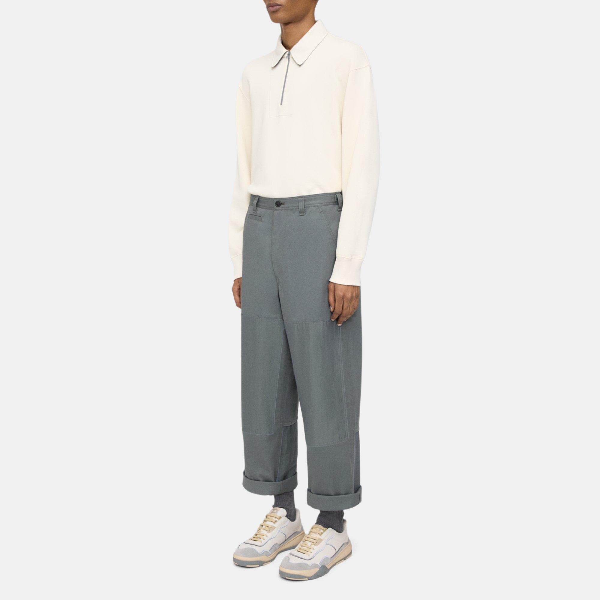 Wide-Leg Pant in Cotton Twill
