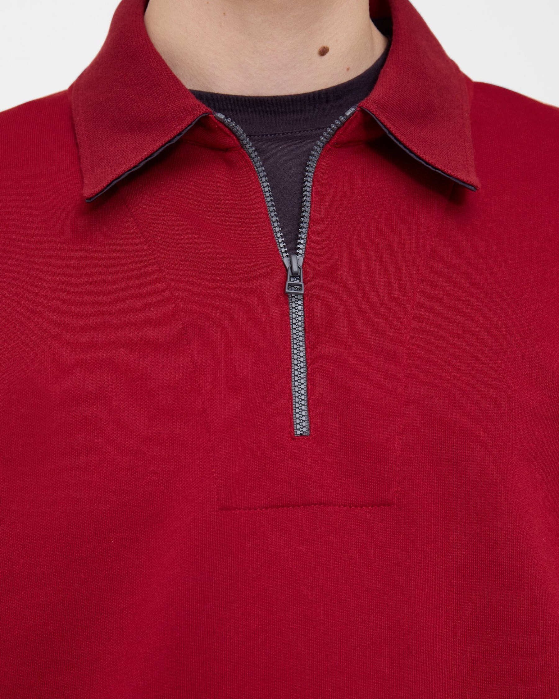 Terry Cotton Quarter-Zip Polo Sweater
