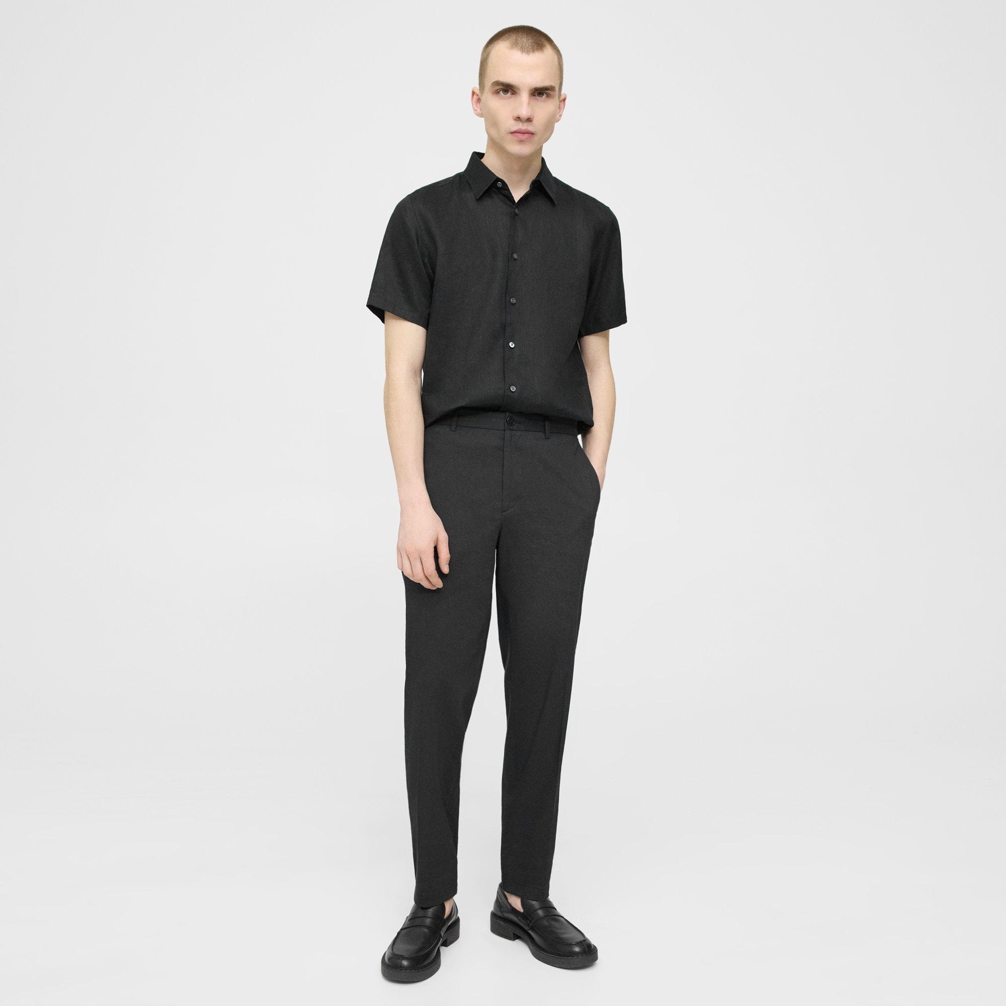 Black Good Linen Curtis Drawstring Pant | Theory