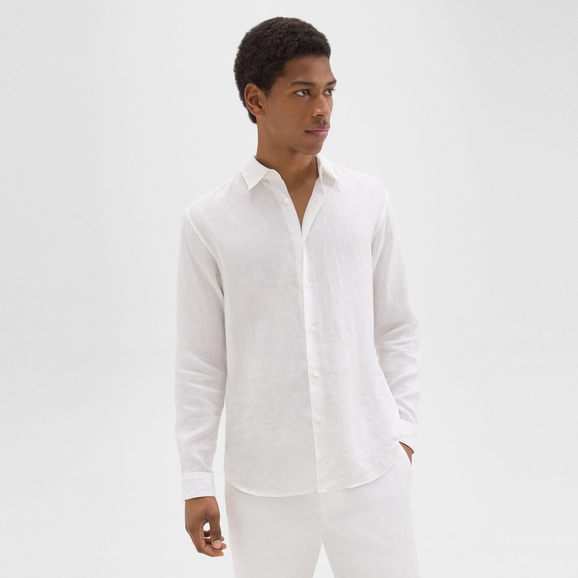 띠어리 Theory Irving Shirt in Relaxed Linen,WHITE
