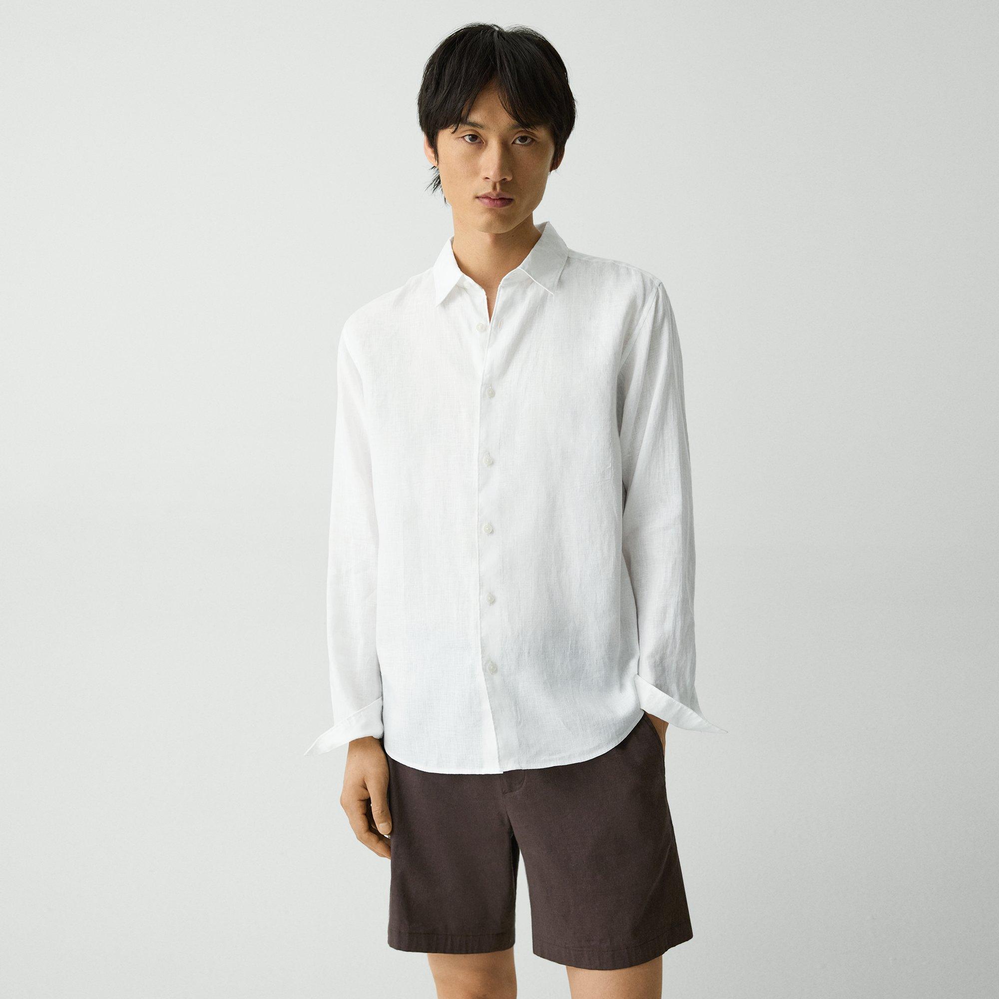 띠어리 Theory Irving Shirt in Relaxed Linen,WHITE