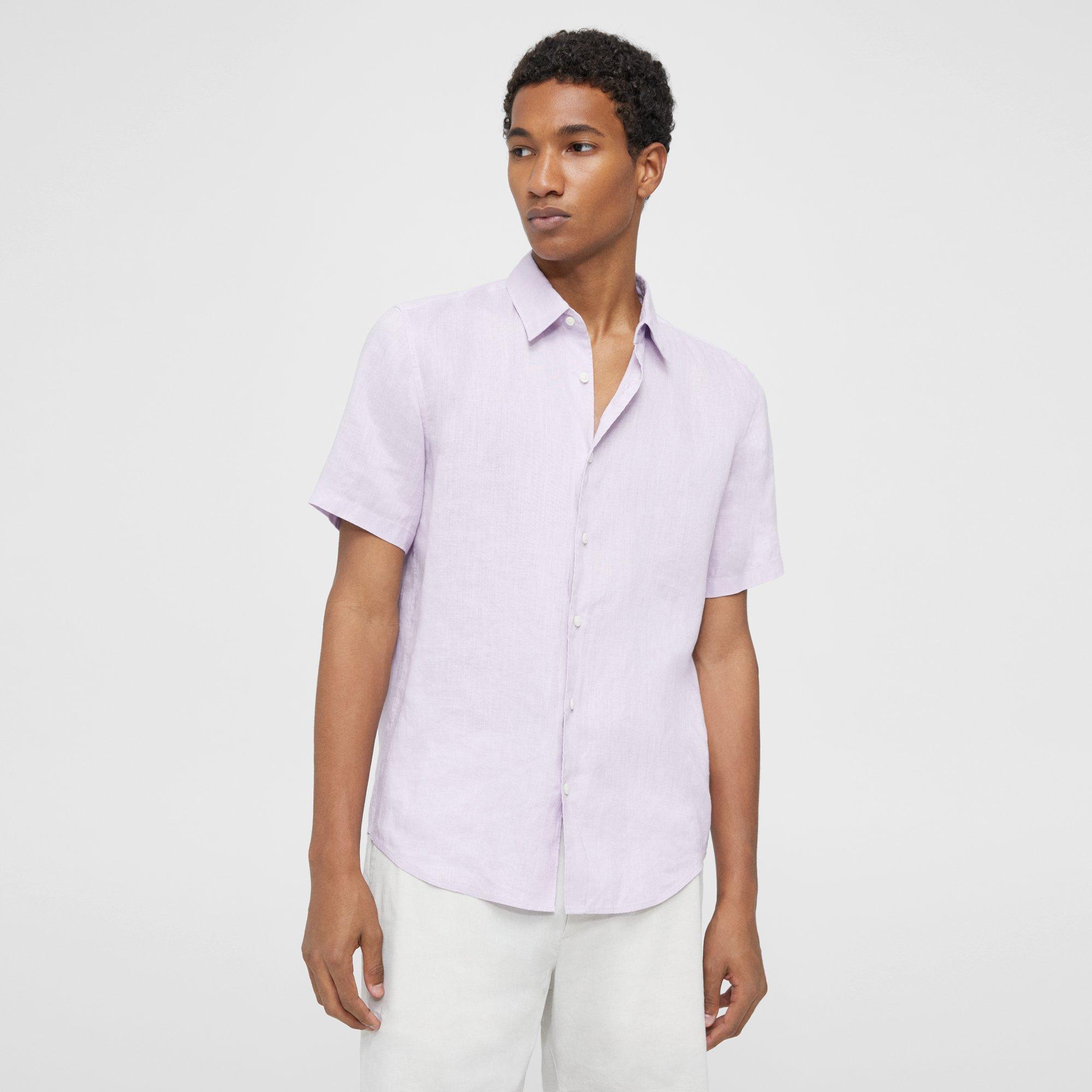 light purple short sleeve shirt