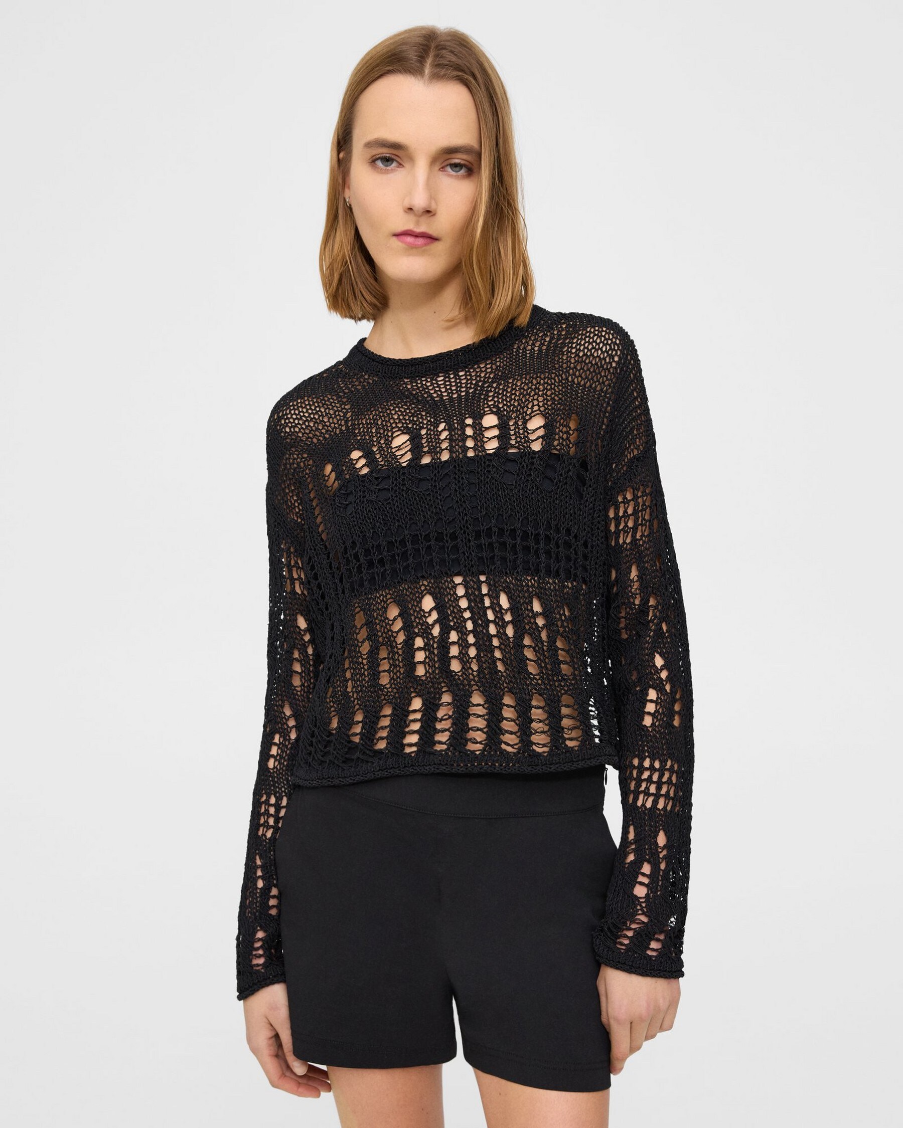 Theory Open Stitch Sweater in Cotton-Blend