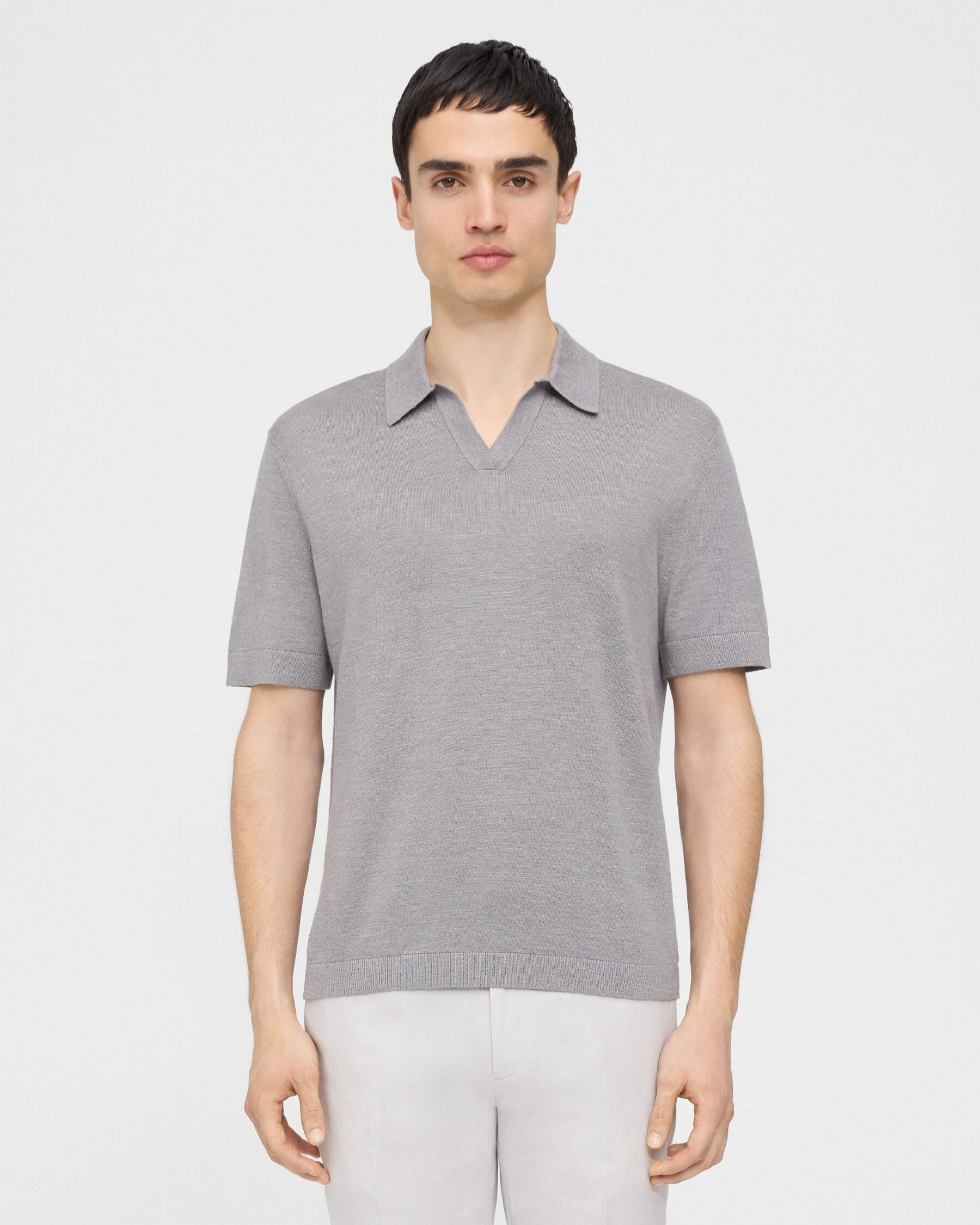 Theory Brenan Polo Shirt in Cotton-Linen