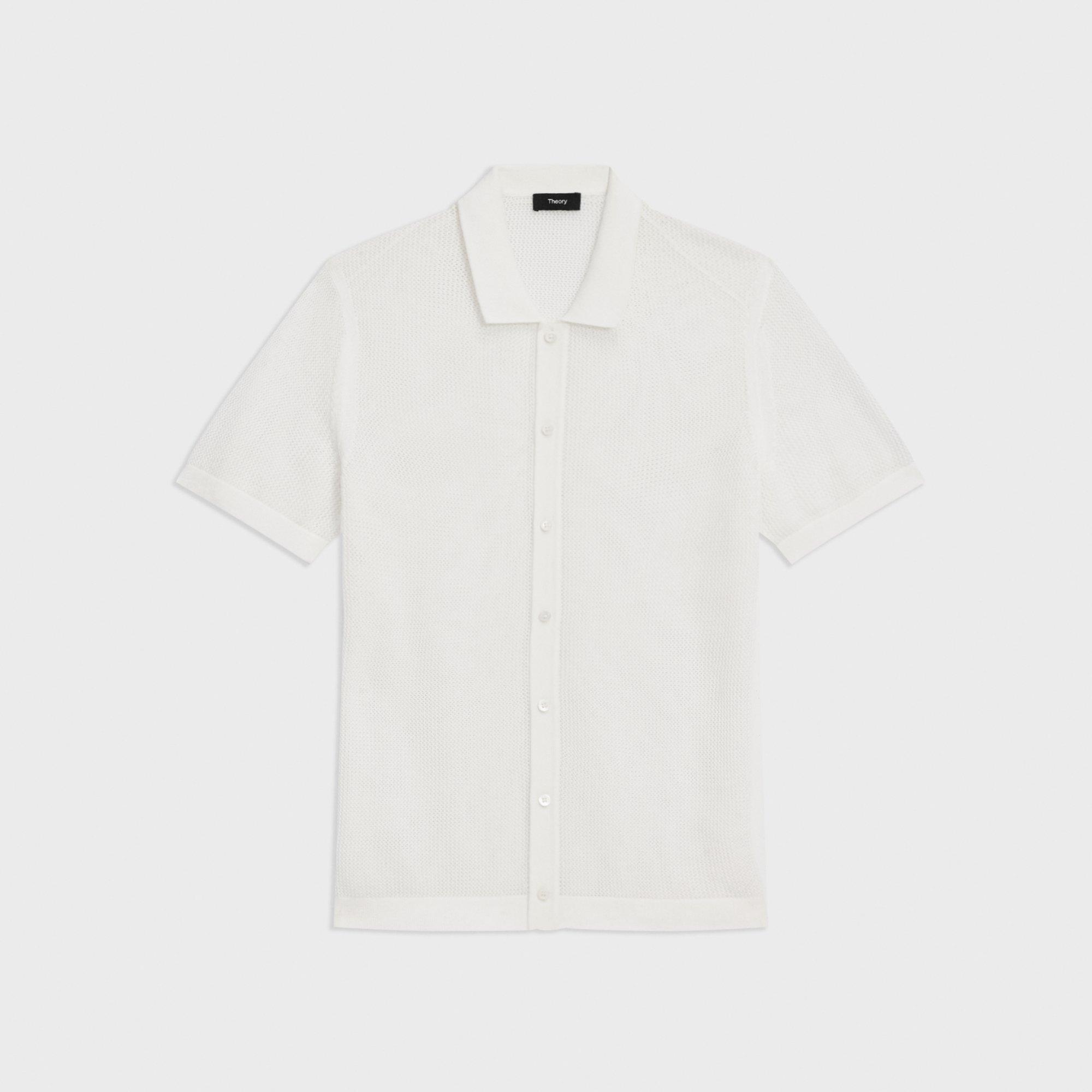 トップス Theory Cotton Shirting Circle shirt Cotton Cairn Short-Sleeve Shirt | Theory