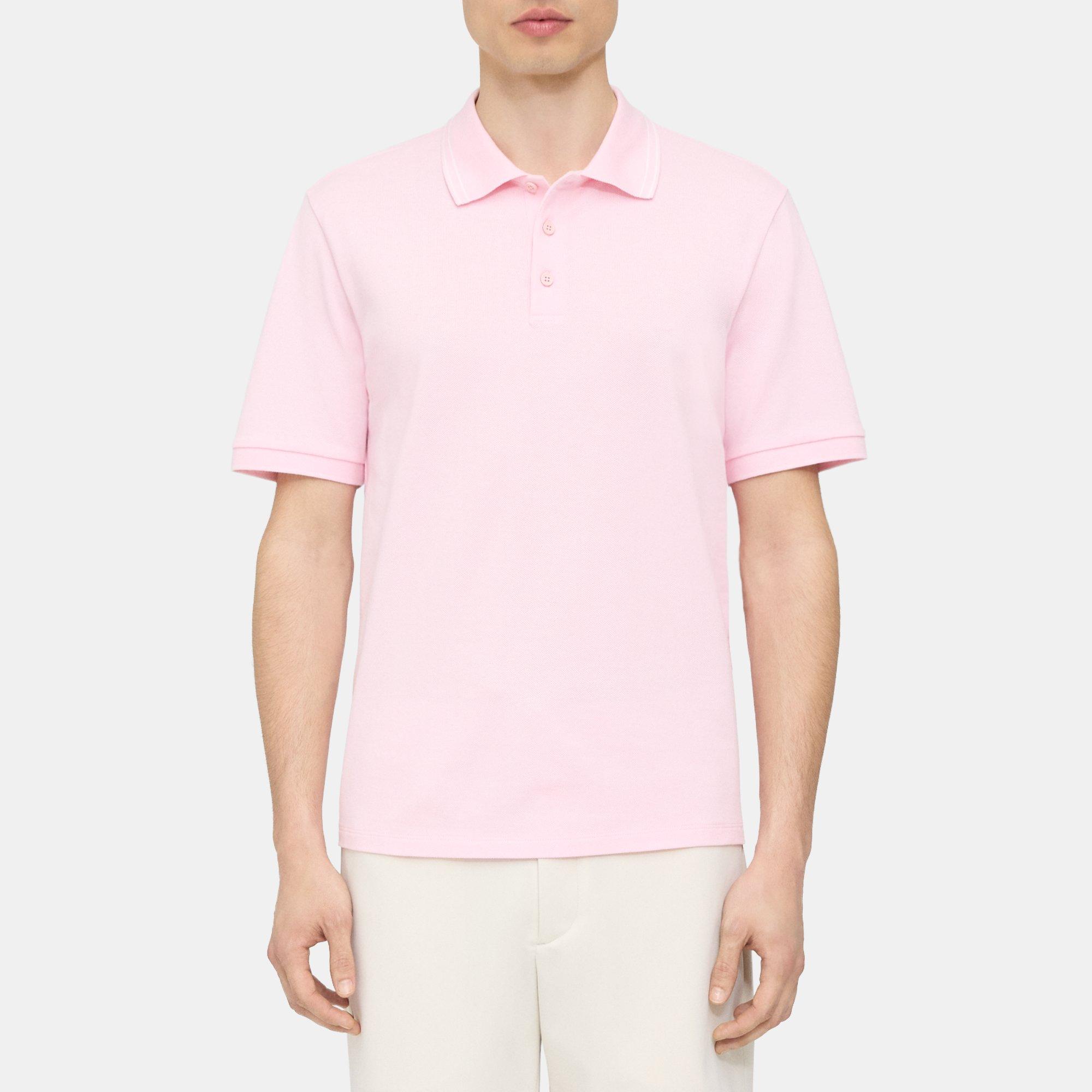 Theory Precise Polo Shirt in Striped Cotton Pique