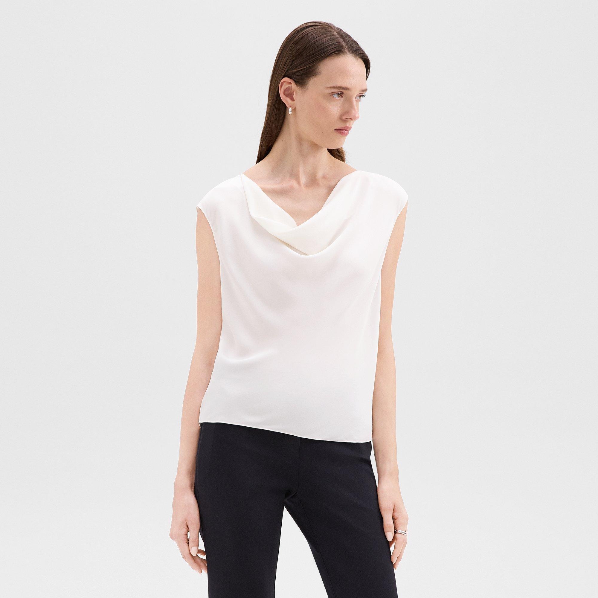 Silk Georgette Cowl Neck Top | Theory