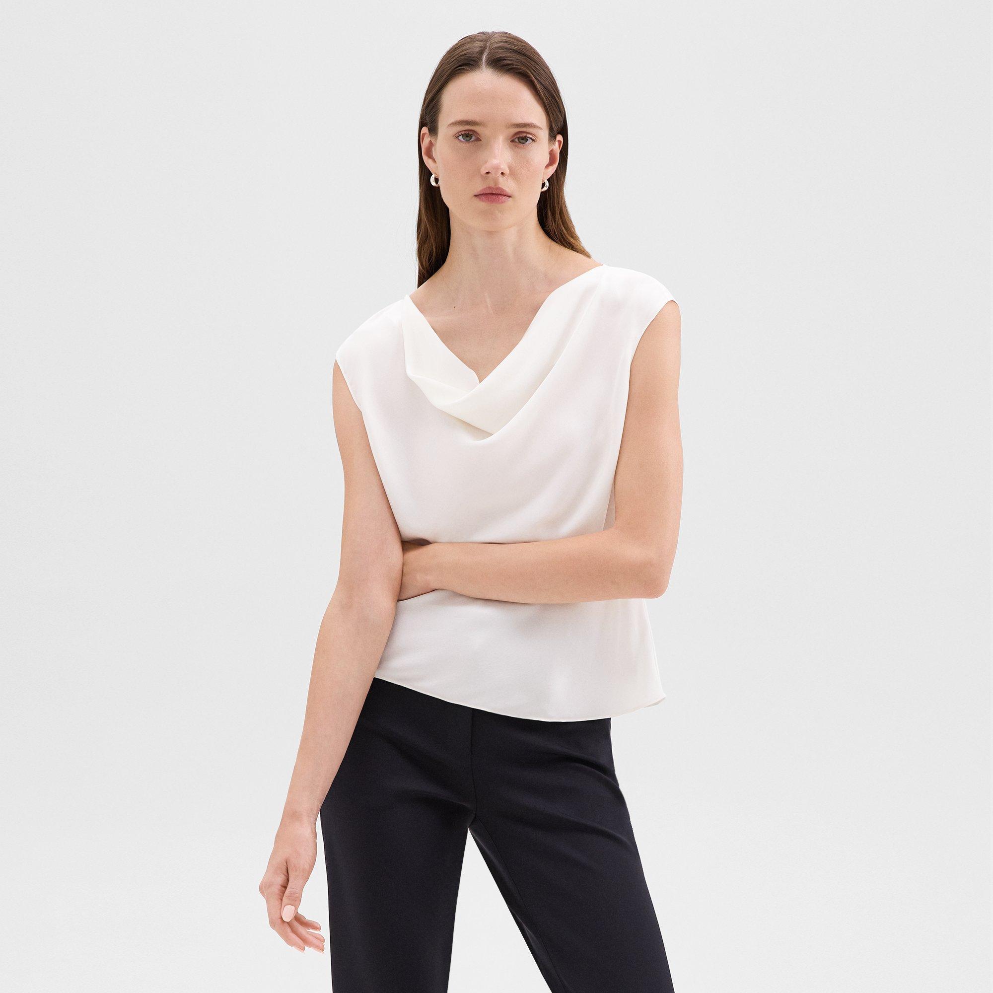 Silk Georgette Cowl Neck Top | Theory