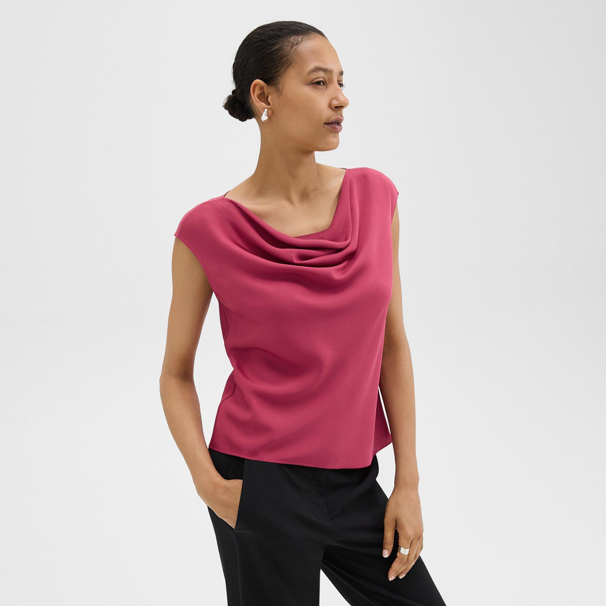 Cowl Neck Top in Silk Georgette