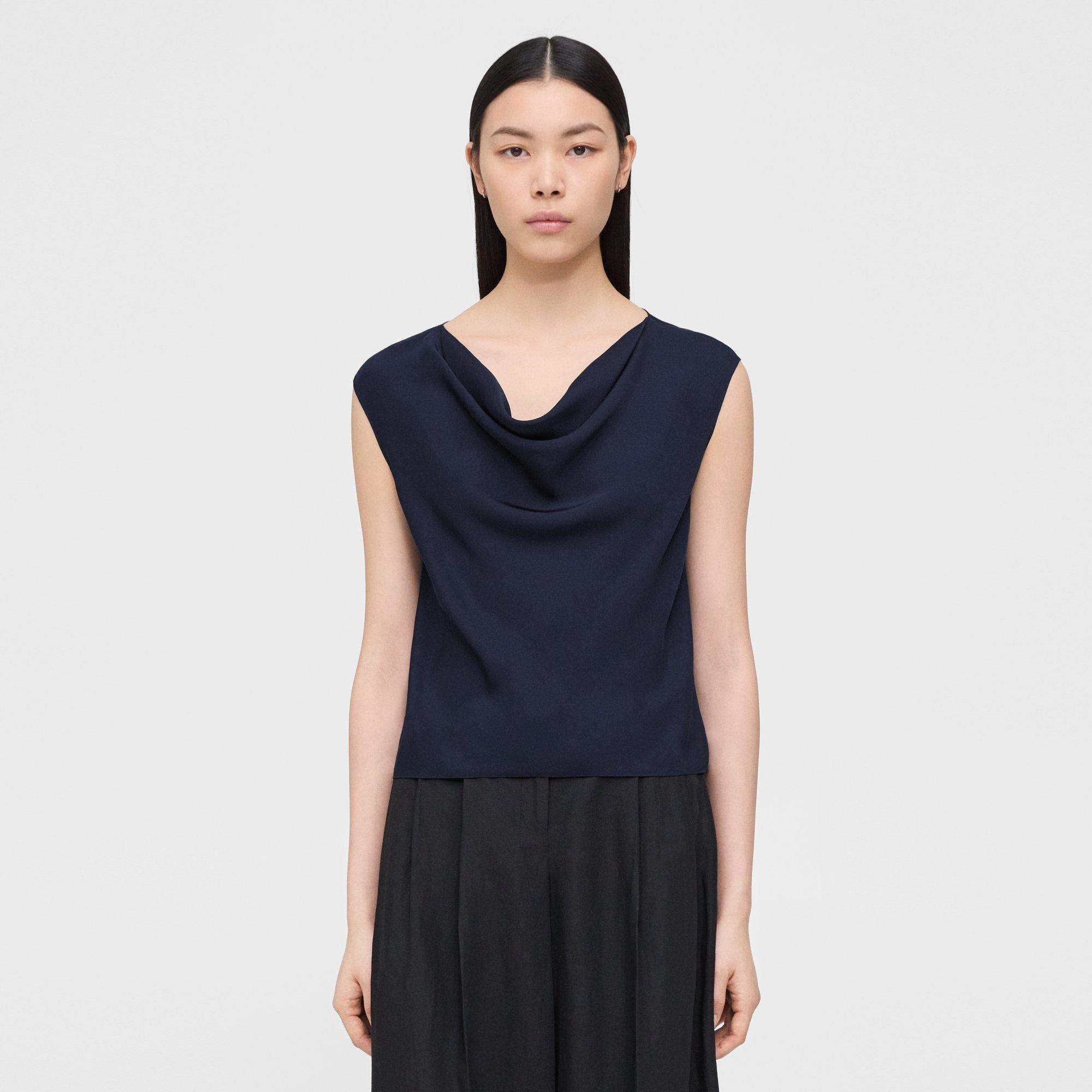 Theory Cowl Neck Top in Silk Georgette