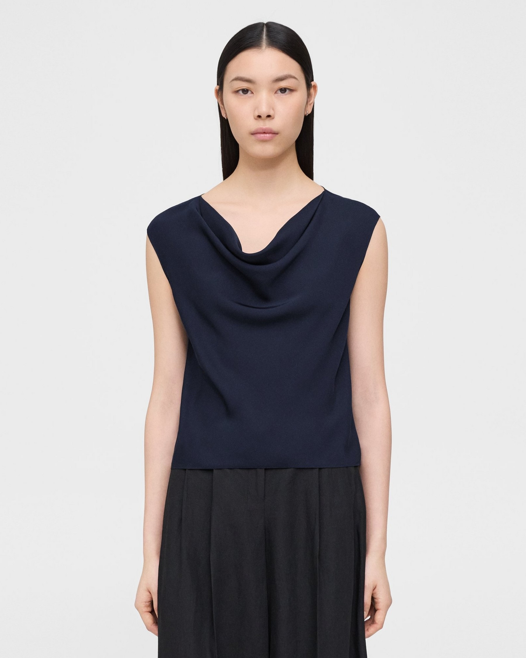 Theory Cowl Neck Top in Silk Georgette