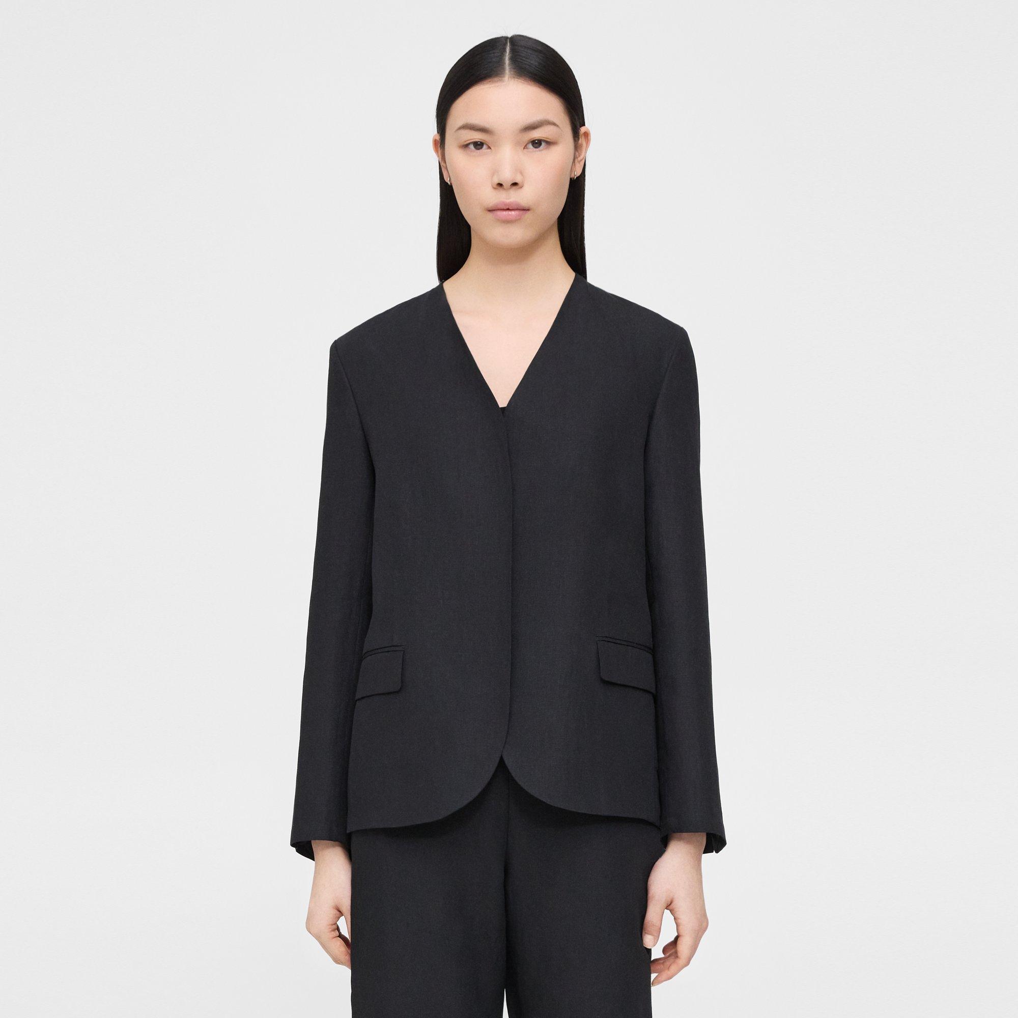 Theory Collarless Blazer in Galena Linen