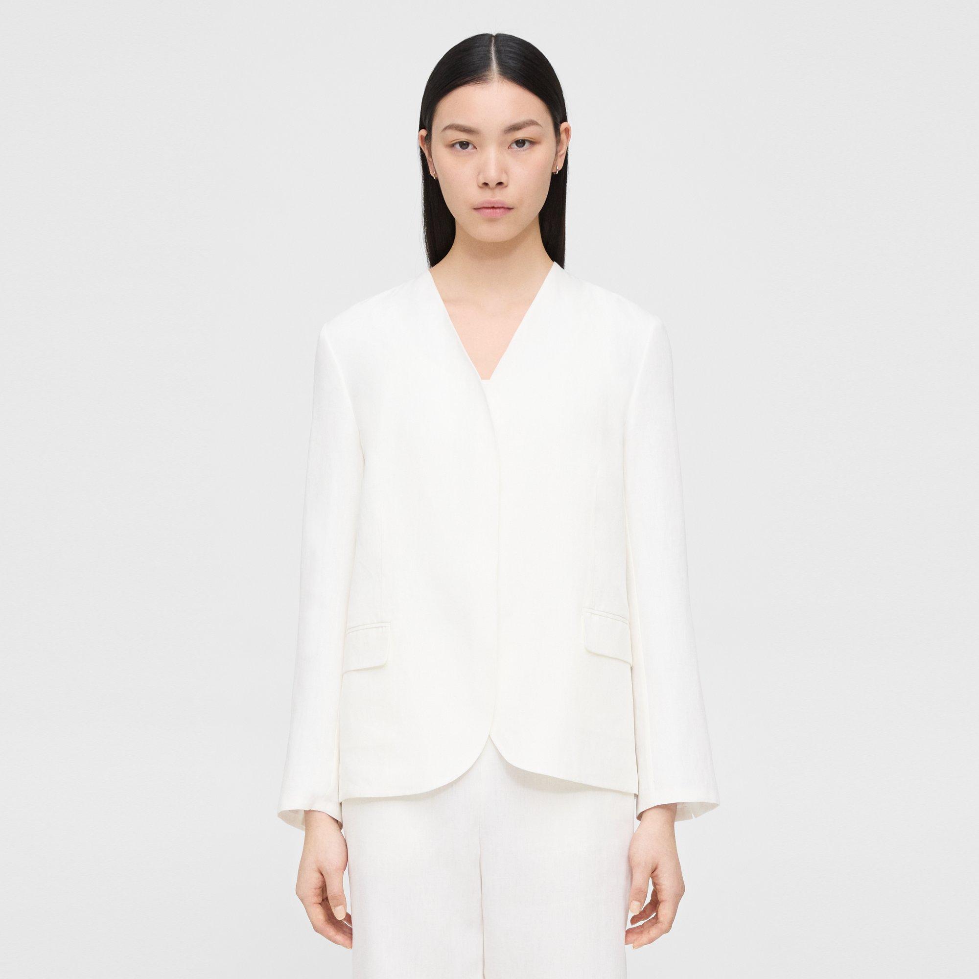 Theory Collarless Blazer in Galena Linen