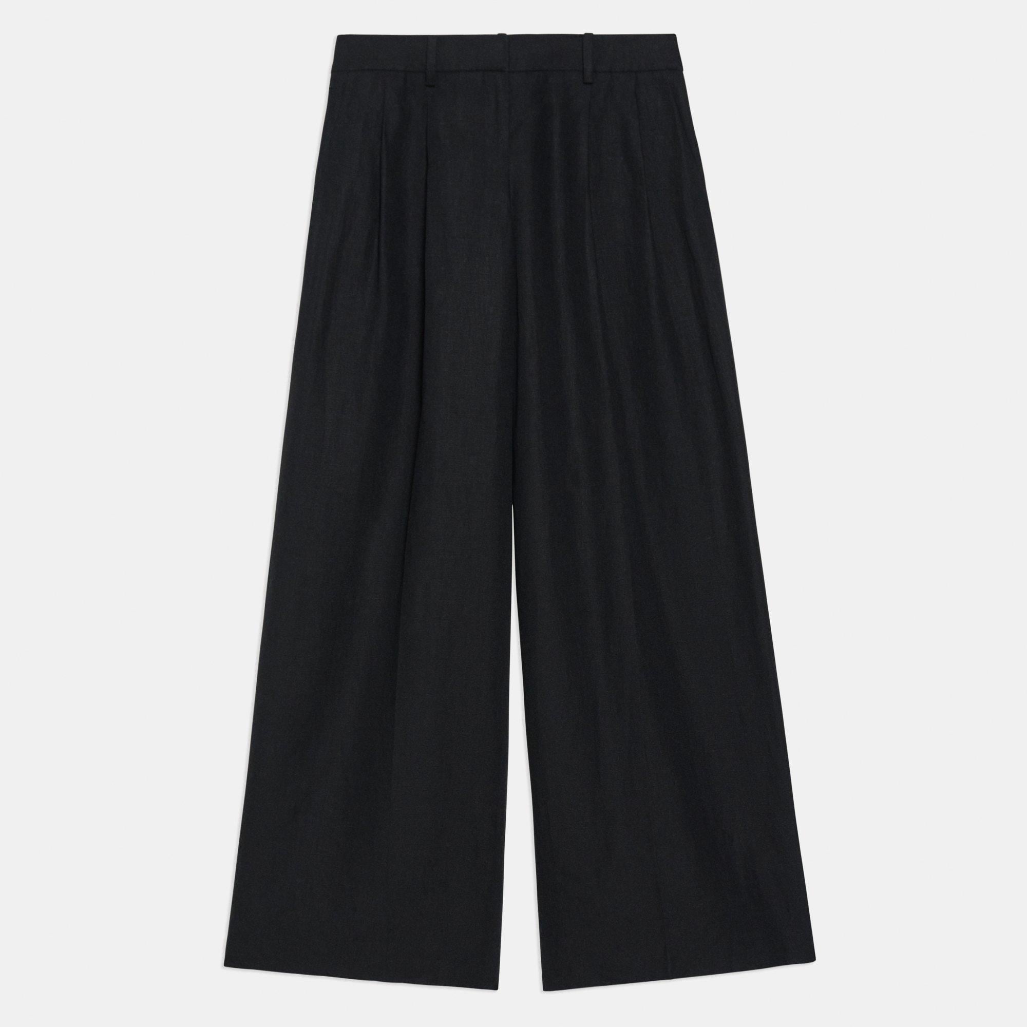 Galena Linen Pleated Low-Rise Pant | Theory