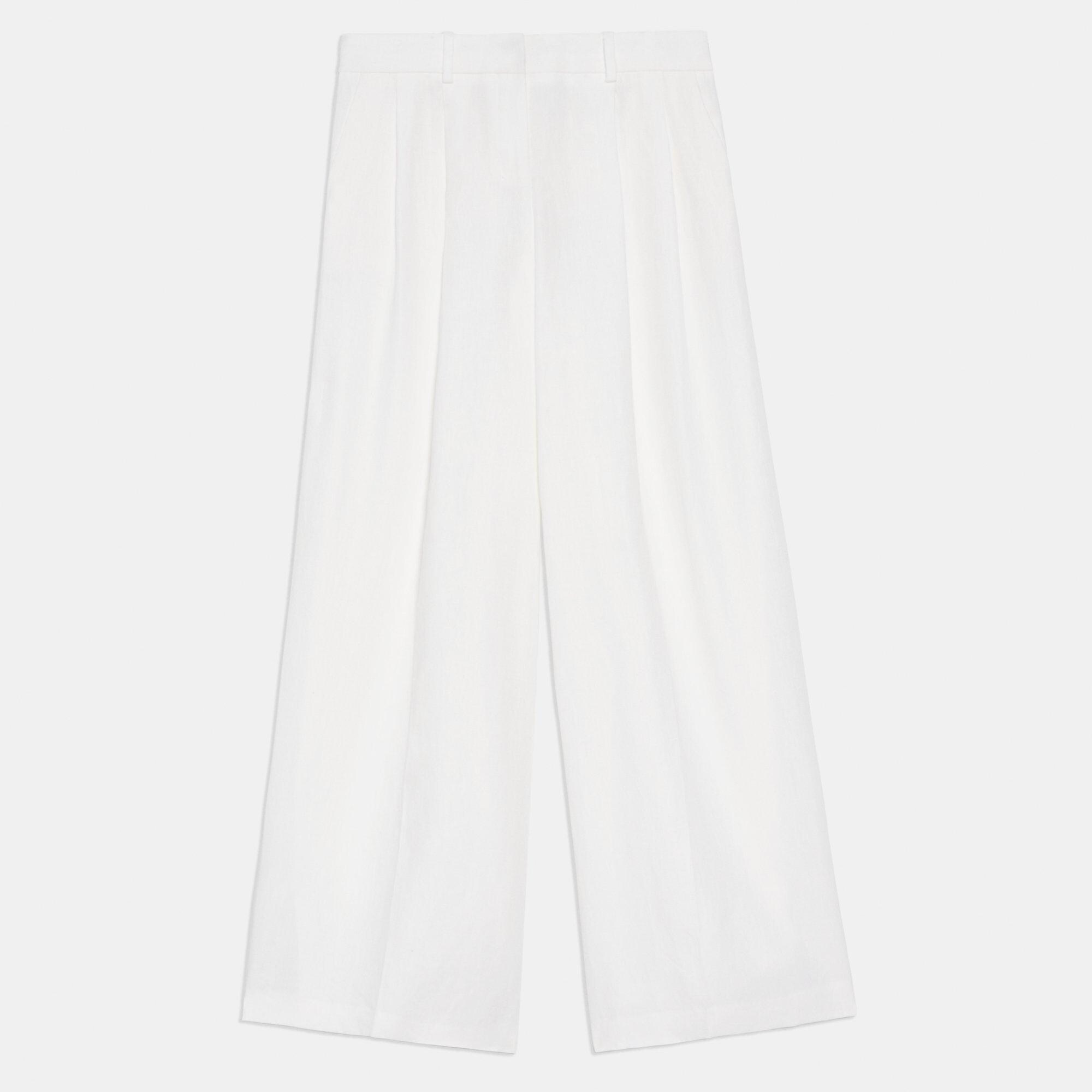 Pleated Low-Rise Pant in Galena Linen